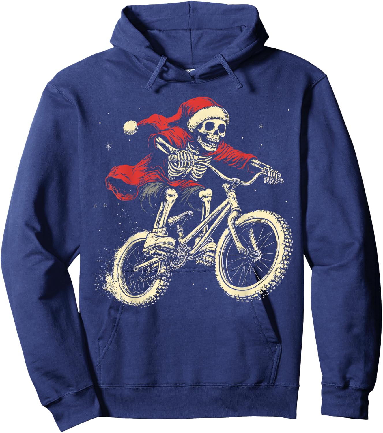 Santa Skeleton BMX Boys Kids Christmas Xmas Pajama Hoodie - Hoodie | Navy