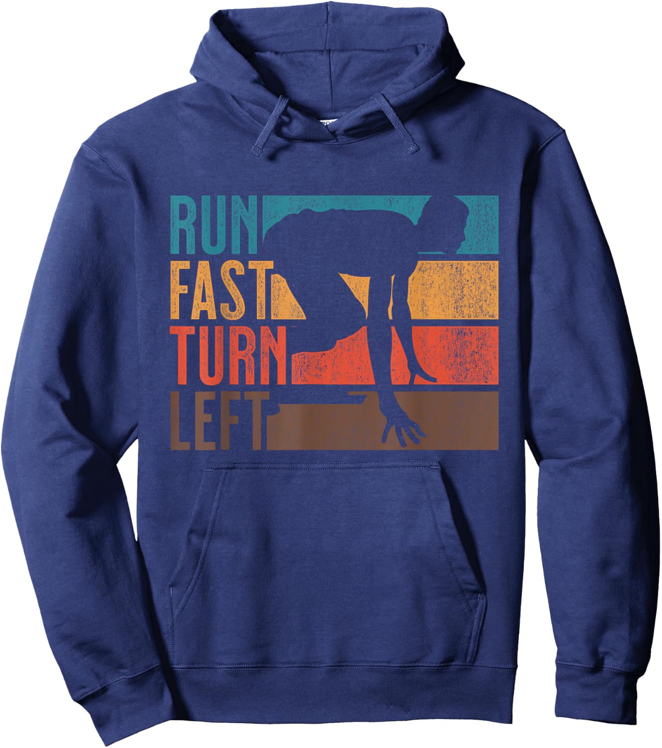 Run Fast Turn Left Track Runner Motivational Fitness Hoodie - Hoodie | Navy