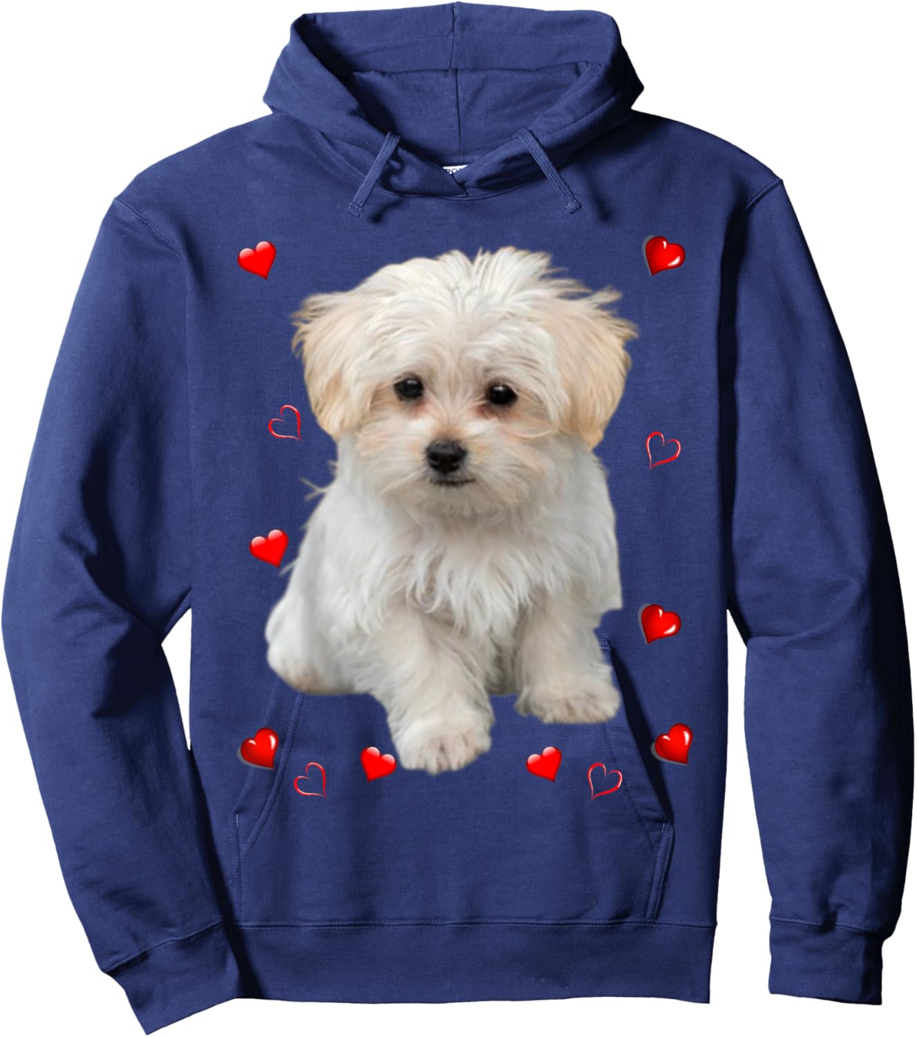 Maltese Dog Lover Puppy Owner Hearts, Maltipoo Mix Fans Hoodie - Hoodie | Navy