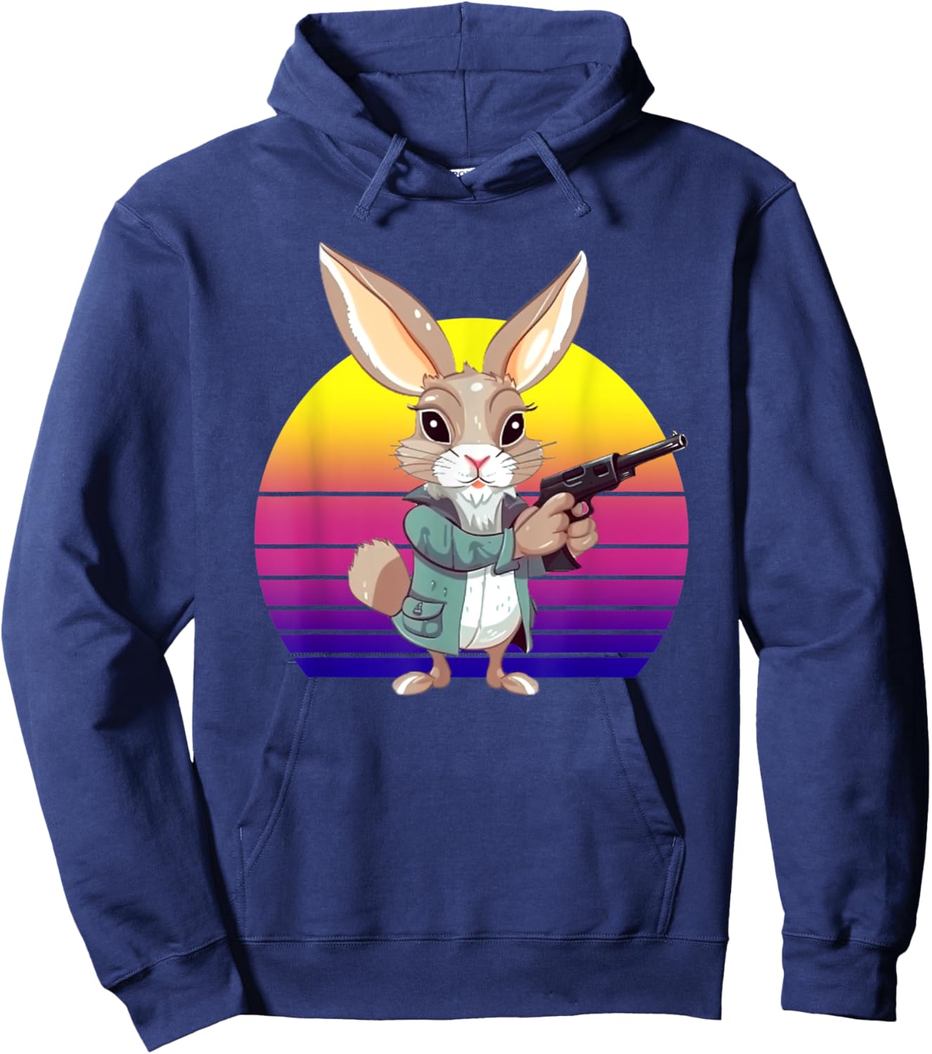 Gangster Bunny With A Gun Funny Rabbit Gun Lovers Design Hoodie - Hoodie | Navy