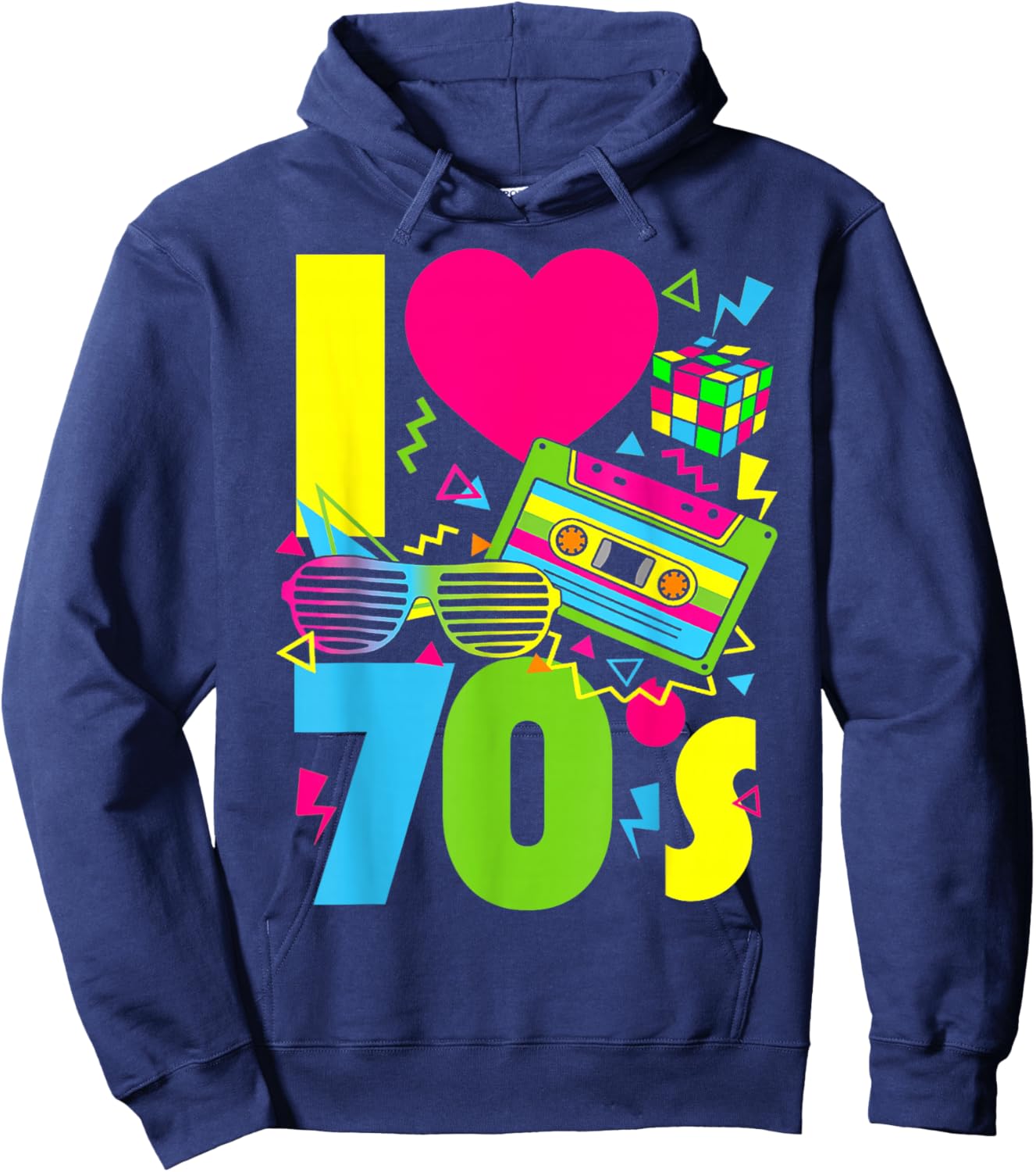 I Love The 70s Men Women Kids 70's 80's Party Retro Costume Hoodie - Hoodie | Navy