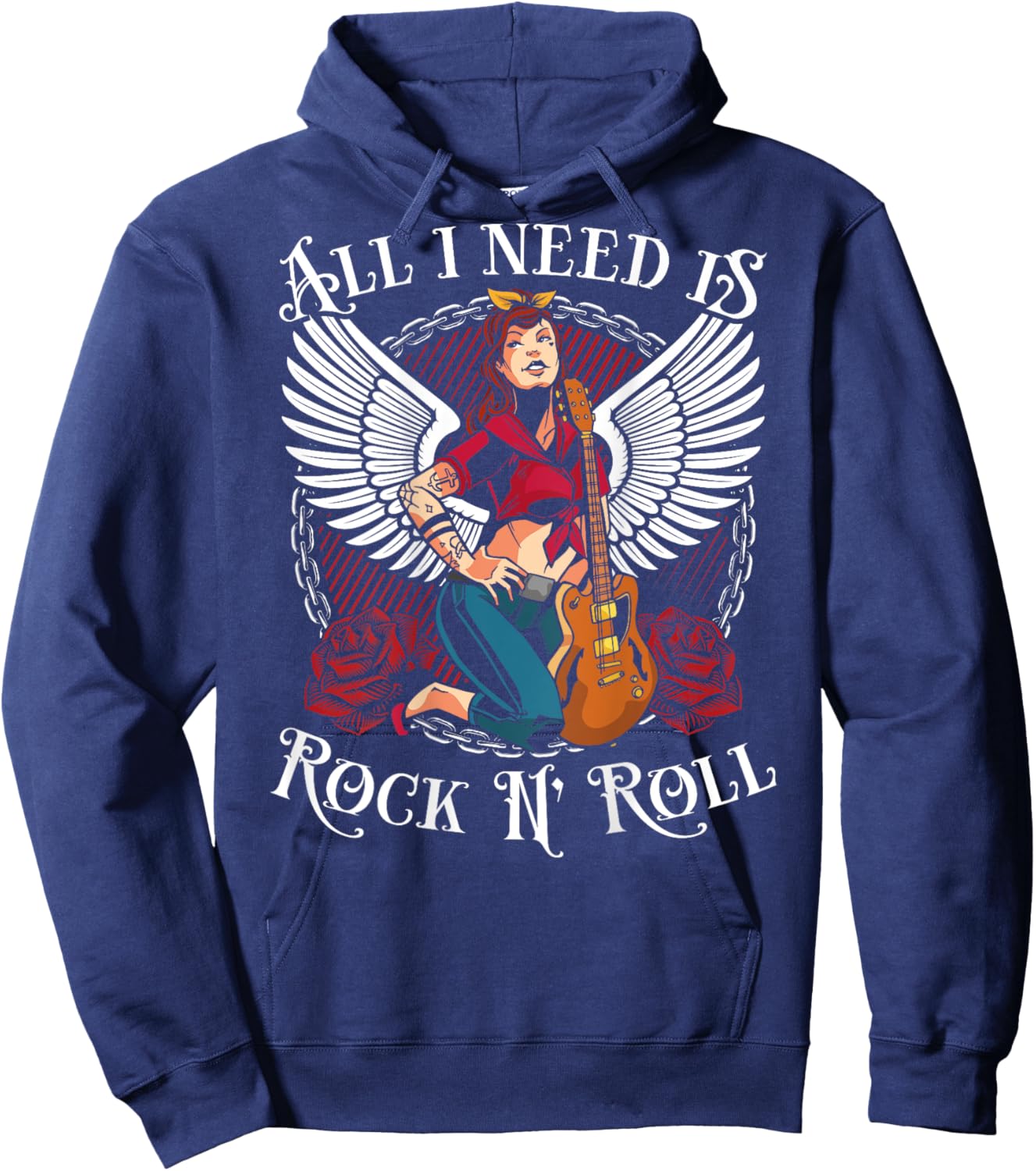All I Need Is Rock N´ Roll | Rockabilly & Rock N' Roll Hoodie - Hoodie | Navy