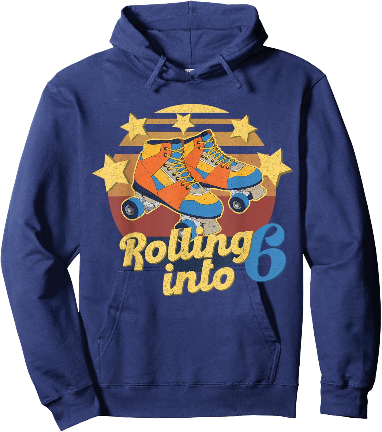Rolling Into 6 Years 6th Birthday I'm Turning 6 Roller Skate Hoodie - Hoodie | Navy