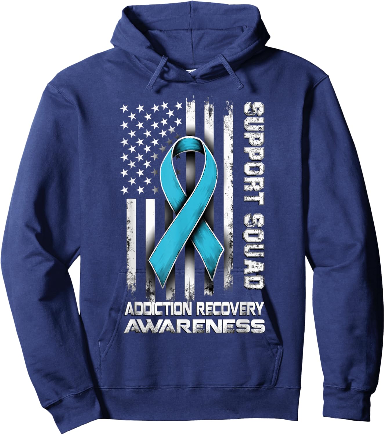 Retro Support Squad Addiction Recovery Awareness Hoodie - Hoodie | Navy