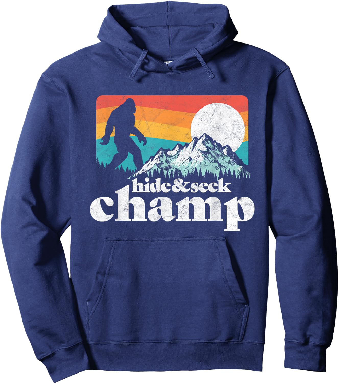 Hide & Seek Champ Funny Bigfoot Mountains Hoodie - Hoodie | Navy