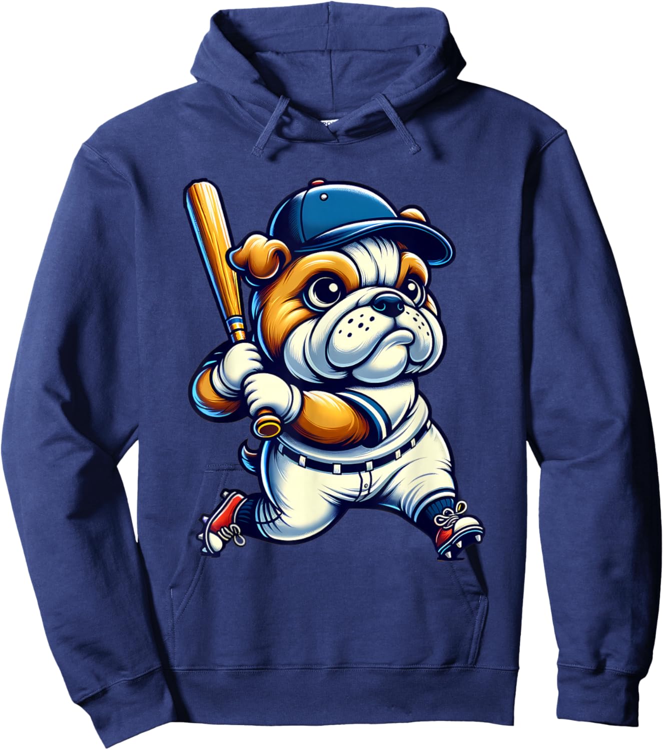 English Bulldog Baseball Player Dog Lover Men Women Kids Hoodie - Hoodie | Navy