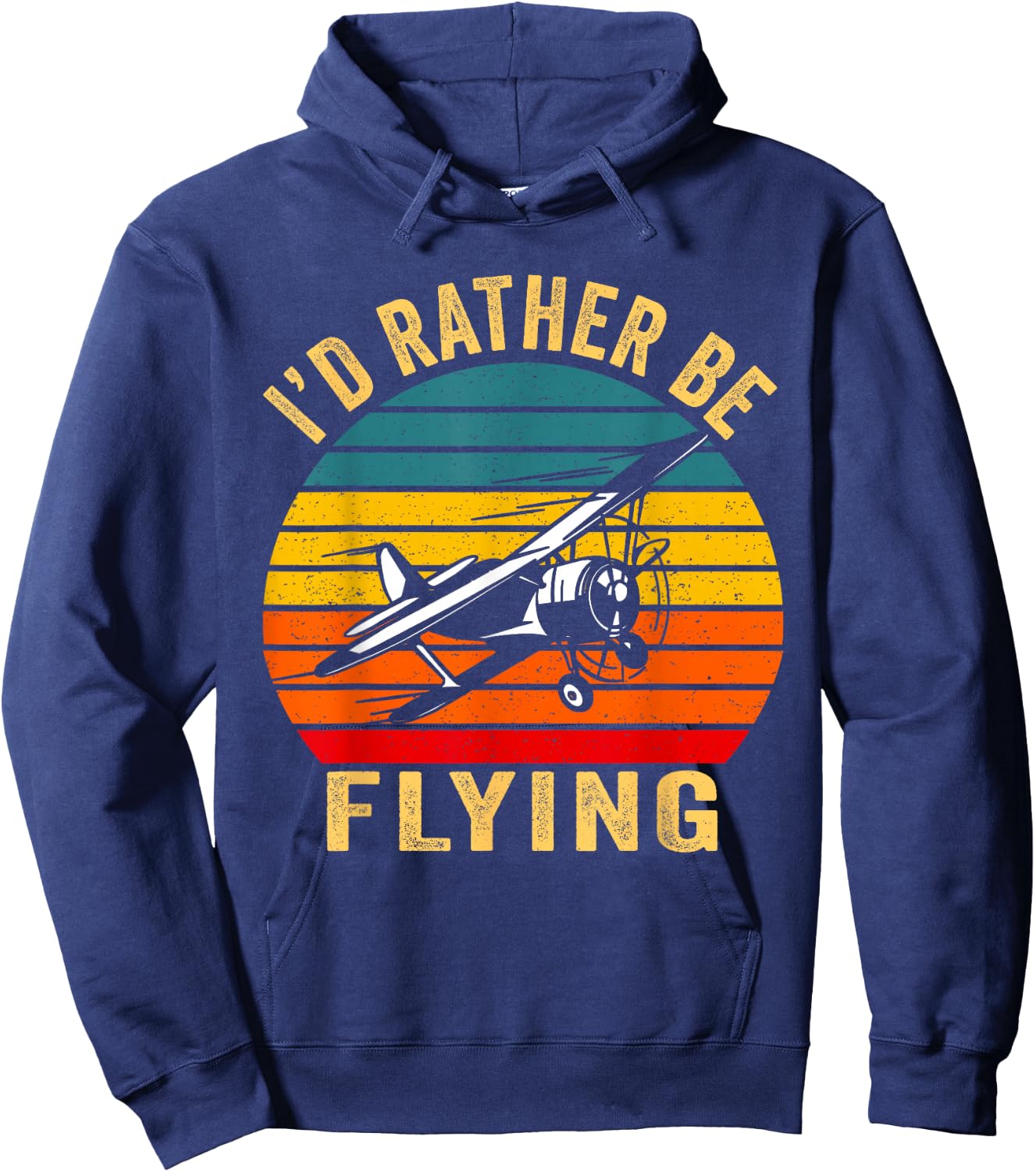 I'd Rather Be Flying Shirt Funny Vintage Airplane Pilot Gift Hoodie - Hoodie | Navy