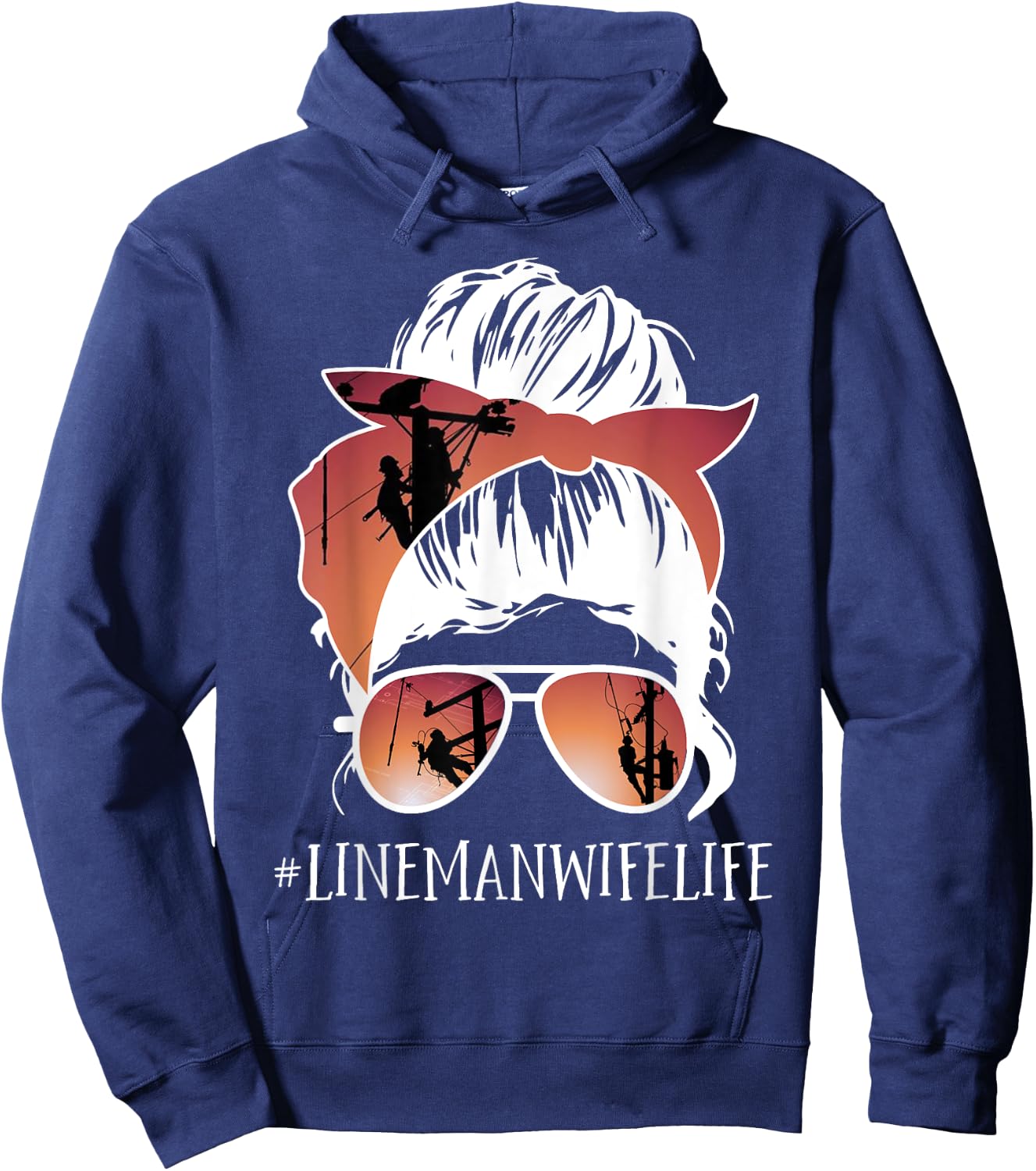 Lineman - Linewife life Cute Lineman wife gift birthday 95 Hoodie - Hoodie | Navy