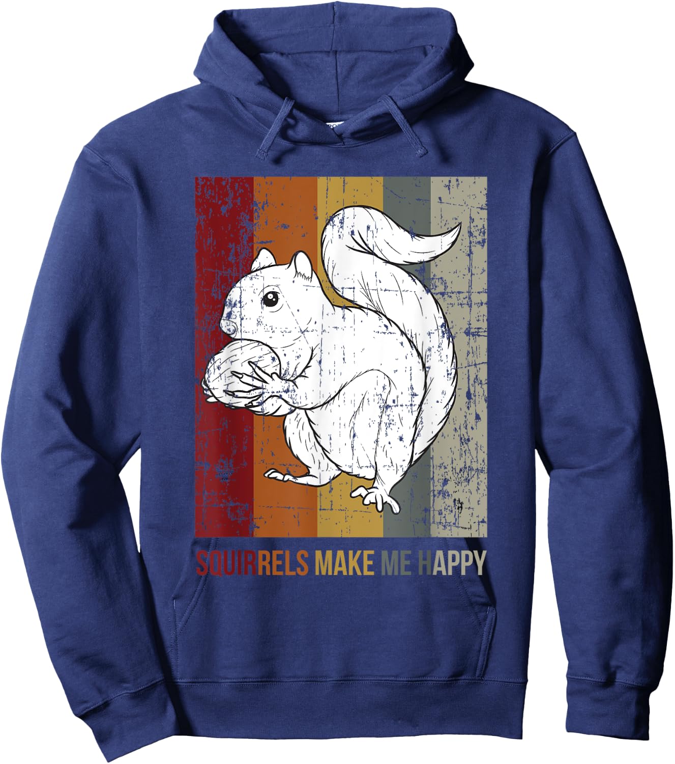 Squirrels Make Me Happy Funny Animal Lover Vintage Gift Hoodie - Hoodie | Navy