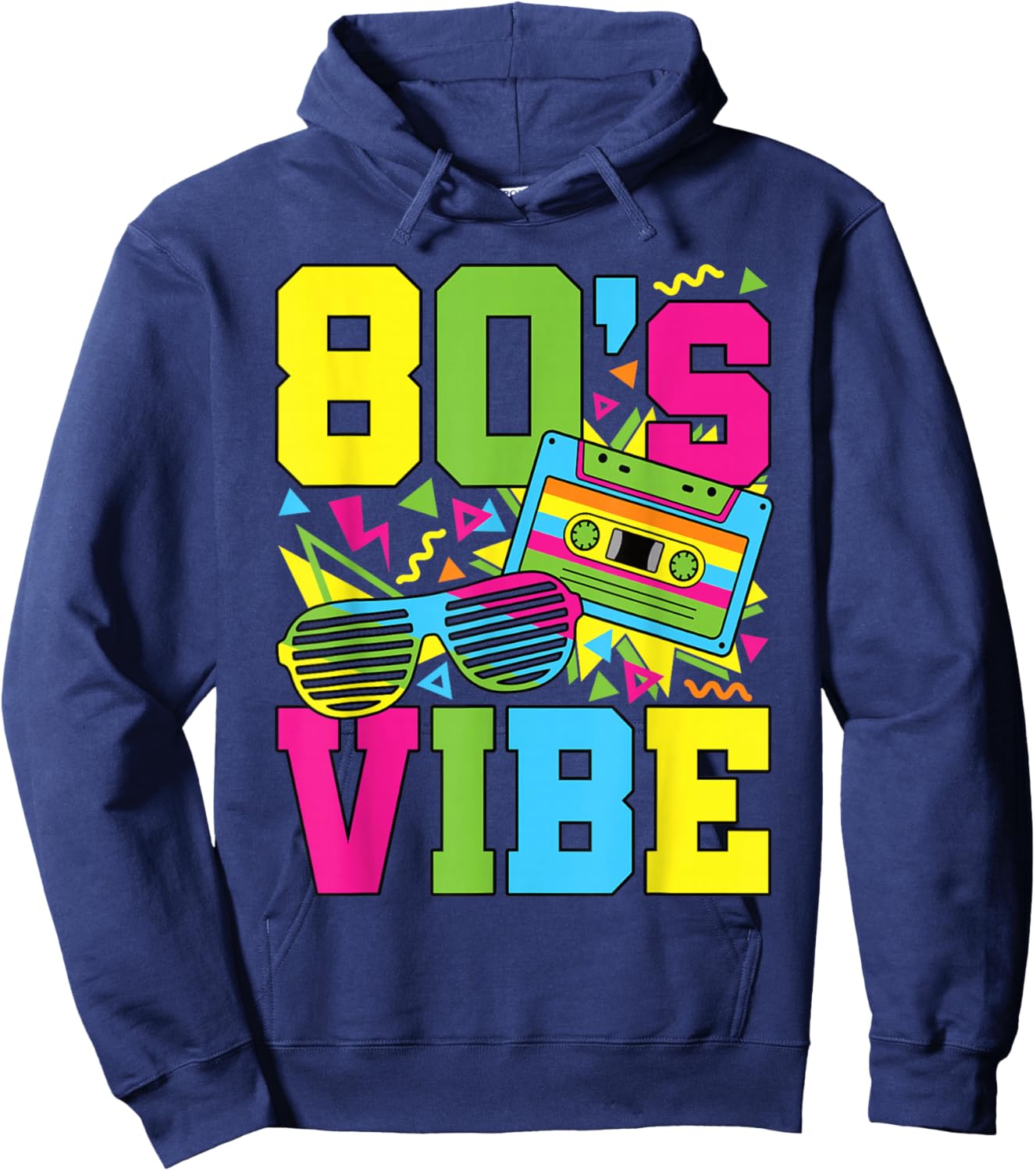 80's Vibe Retro 1980s 80s Style Party Outfit Men Women Kids Hoodie - Hoodie | Navy