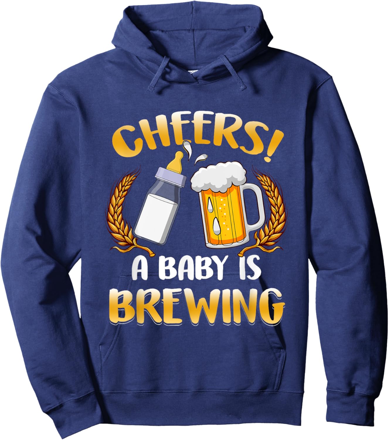 Cheers A Baby Is Brewing Beer Milk Party Drinking Brewer Hoodie - Hoodie | Navy
