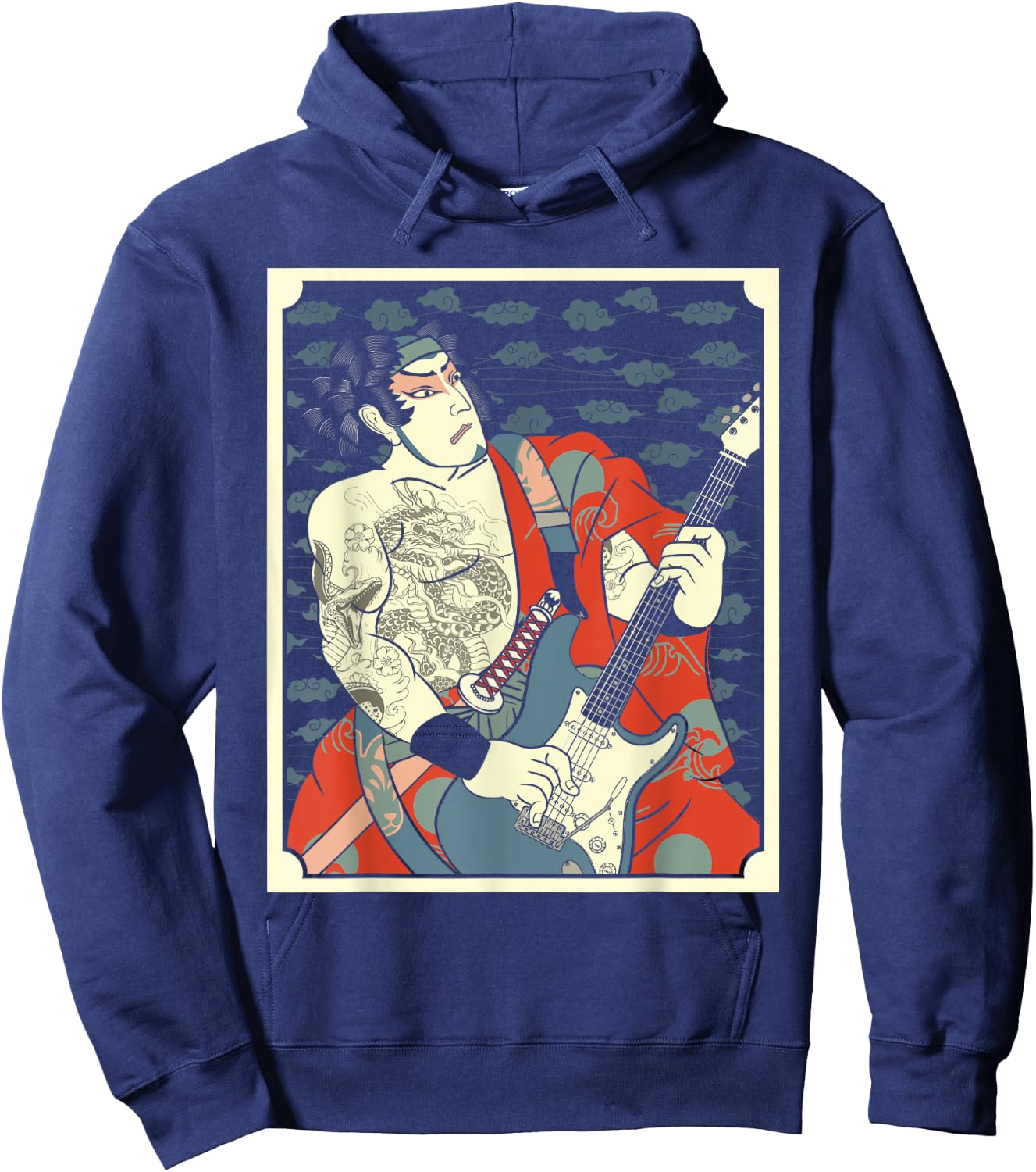 Samurai Musician Bass Guitar Warrior Guitarist Music Lovers Hoodie - Hoodie | Navy