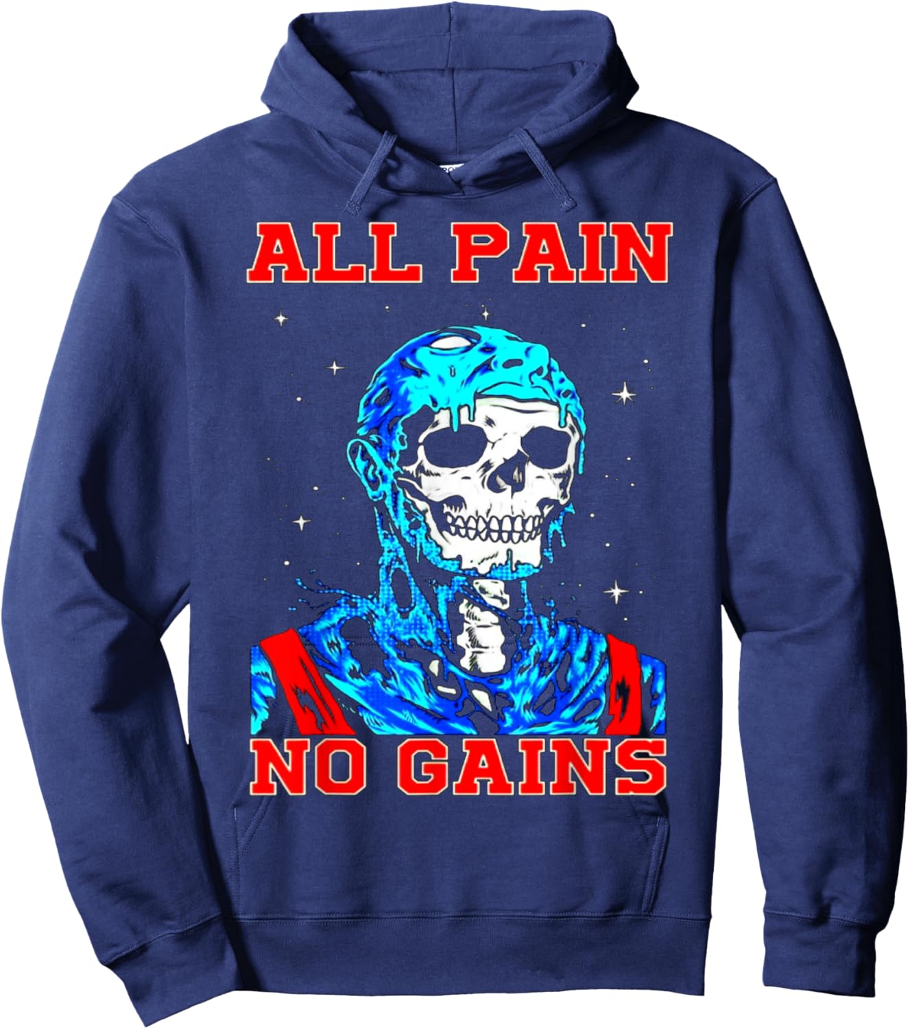 All Pain No Gains Fitness Weightlifting Bodybuilding Gym Hoodie - Hoodie | Navy