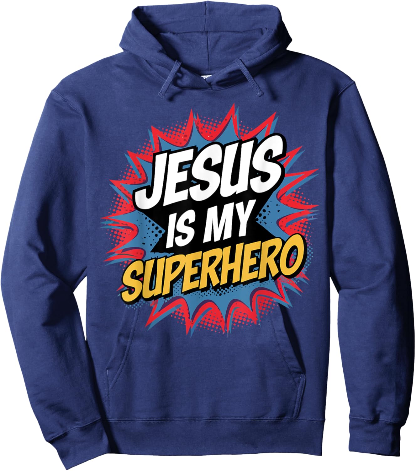 Boy Jesus Is My Superhero Christian Men Kids God Son Toddler Hoodie - Hoodie | Navy