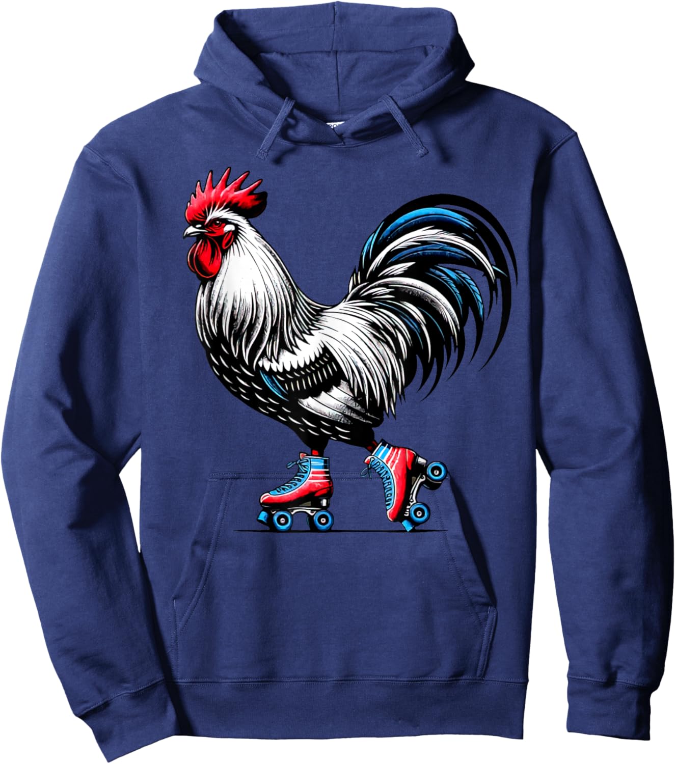Retro Roller Skating Rooster Derby Skater Roller Skate Girls Hoodie - Hoodie | Navy