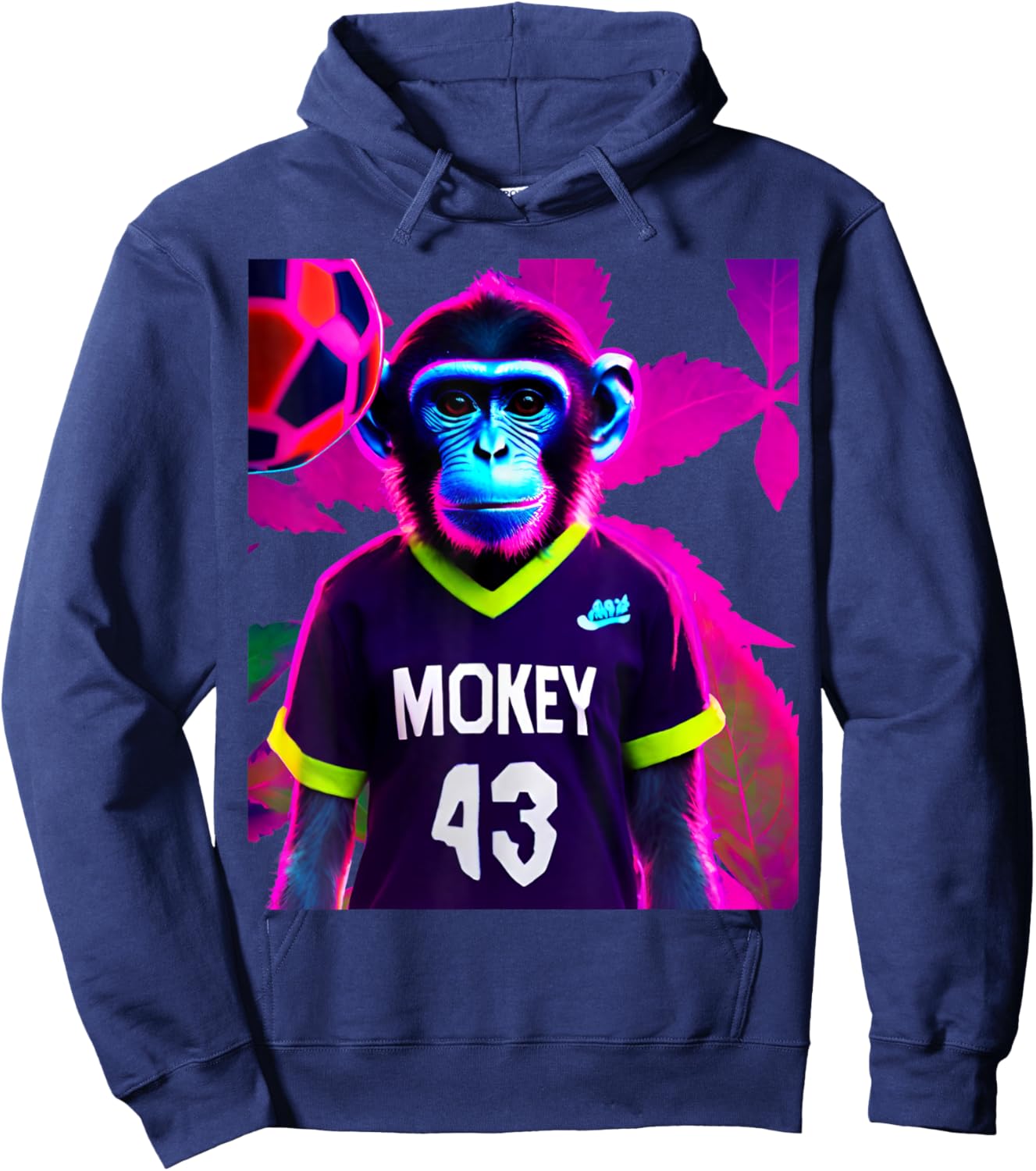 Soccer Monkey Autumn Leaves Led Graphic Hoodie - Hoodie | Navy
