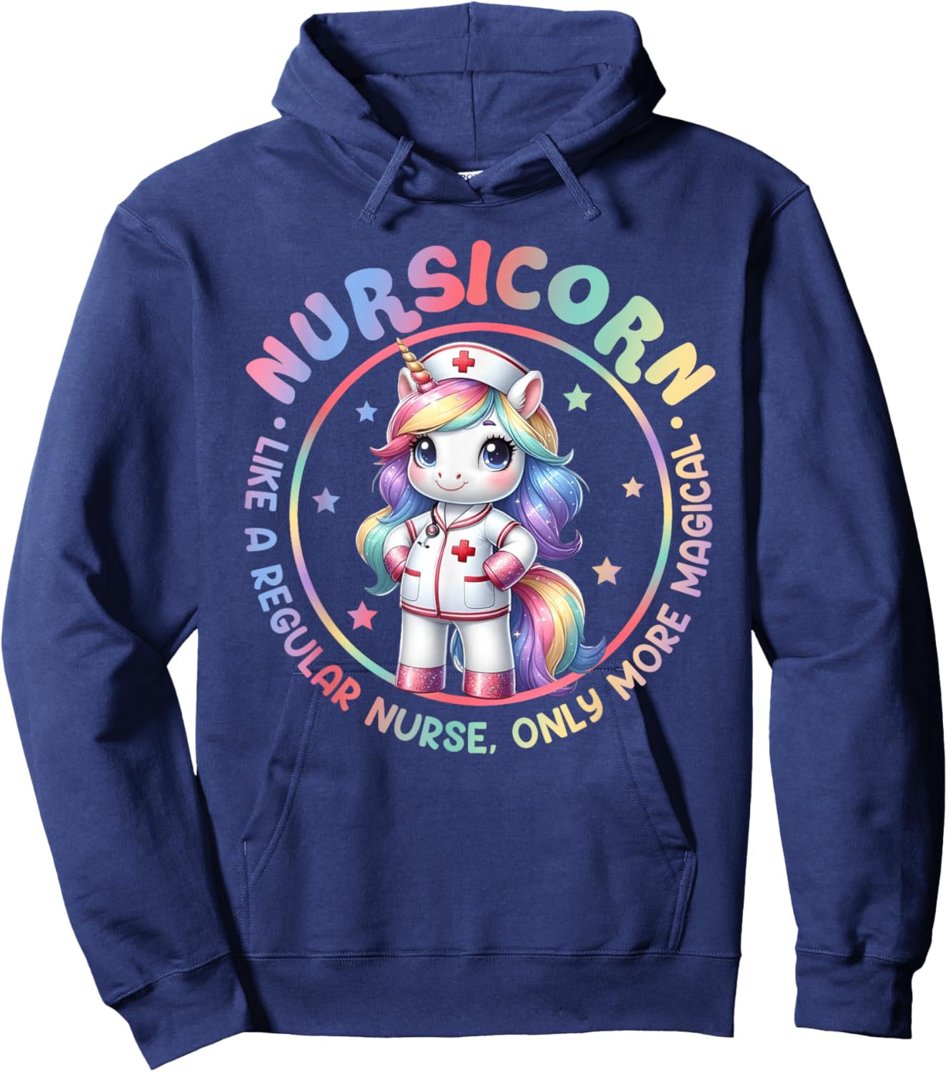 Funny Nursicorn Rainbow Cute Unicorn Nurse Nursing RN Women Hoodie - Hoodie | Navy