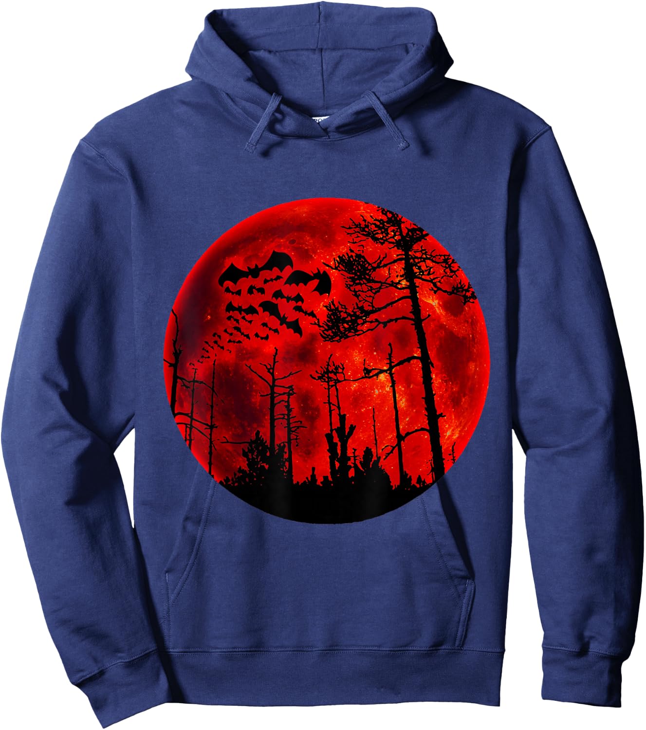 Grunge Bats Flying Gothic Blood Red Moon Hoodie - Hoodie | Navy