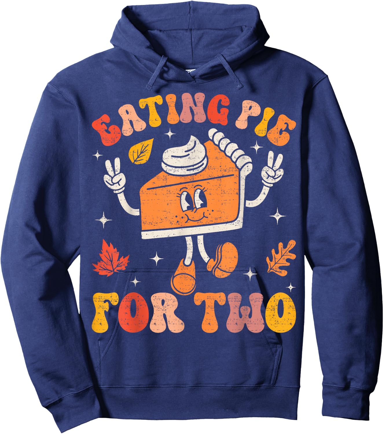 Eating Pumpkin Pie For Two Thanksgiving Pregnancy Announcement - Black, Small, -Adults, Short Sleeve, , Thanksgiving, Pregnancy Announcement Hoodie - Hoodie | Navy