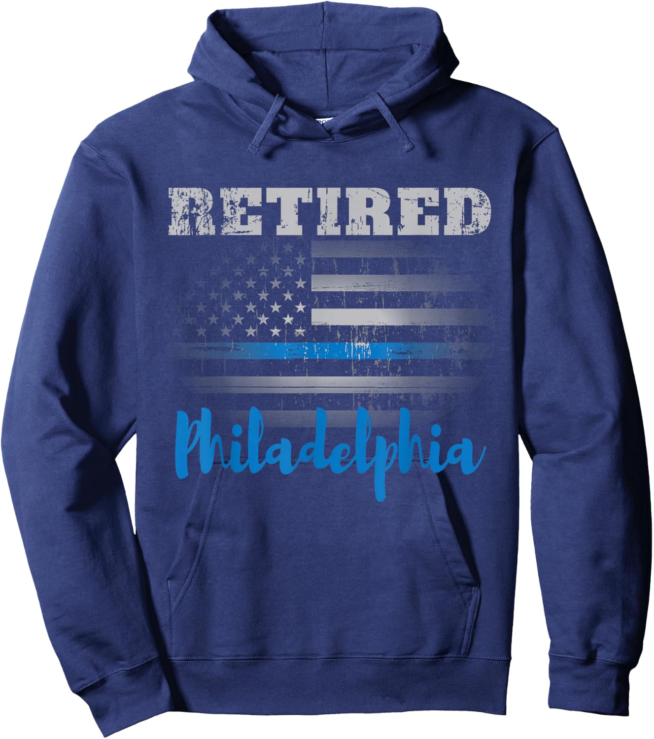 Retired Police Officer Philadelphia American Flag Design Men Hoodie - Hoodie | Navy