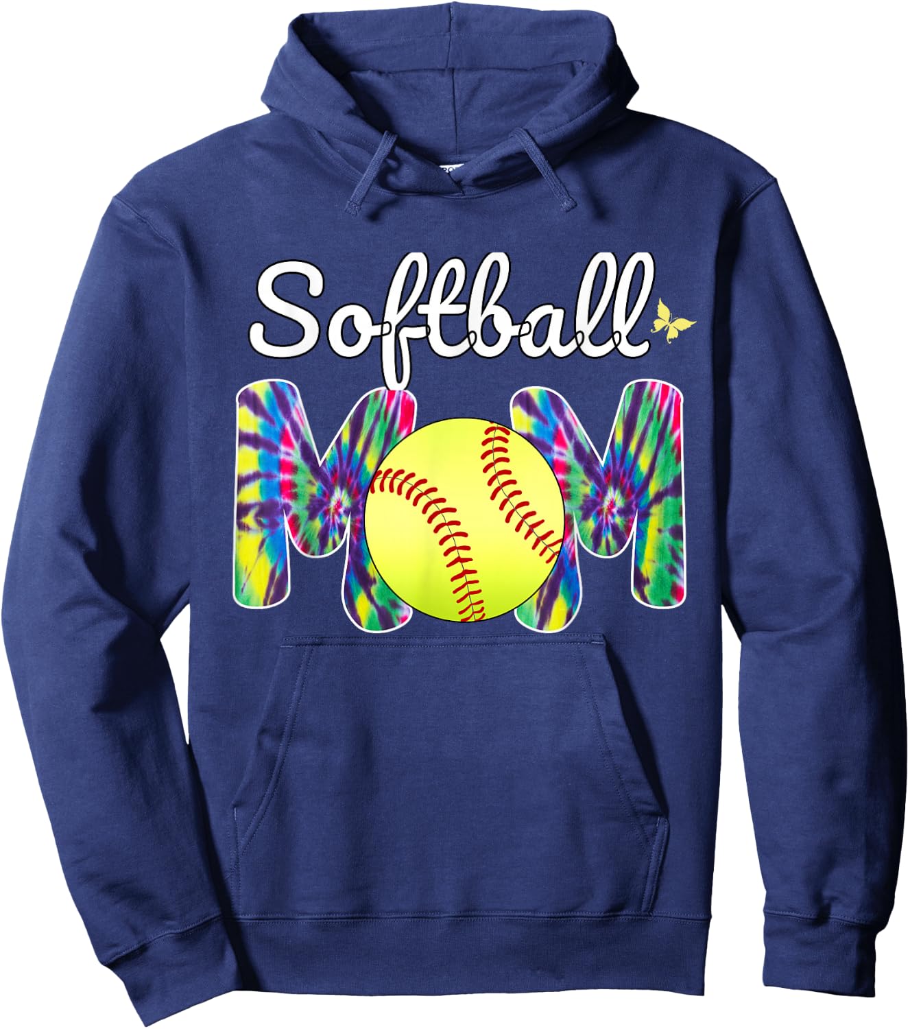 Baseball Mom Love Tie Dye Softball Mom Mothers Day 2024 Hoodie - Hoodie | Navy