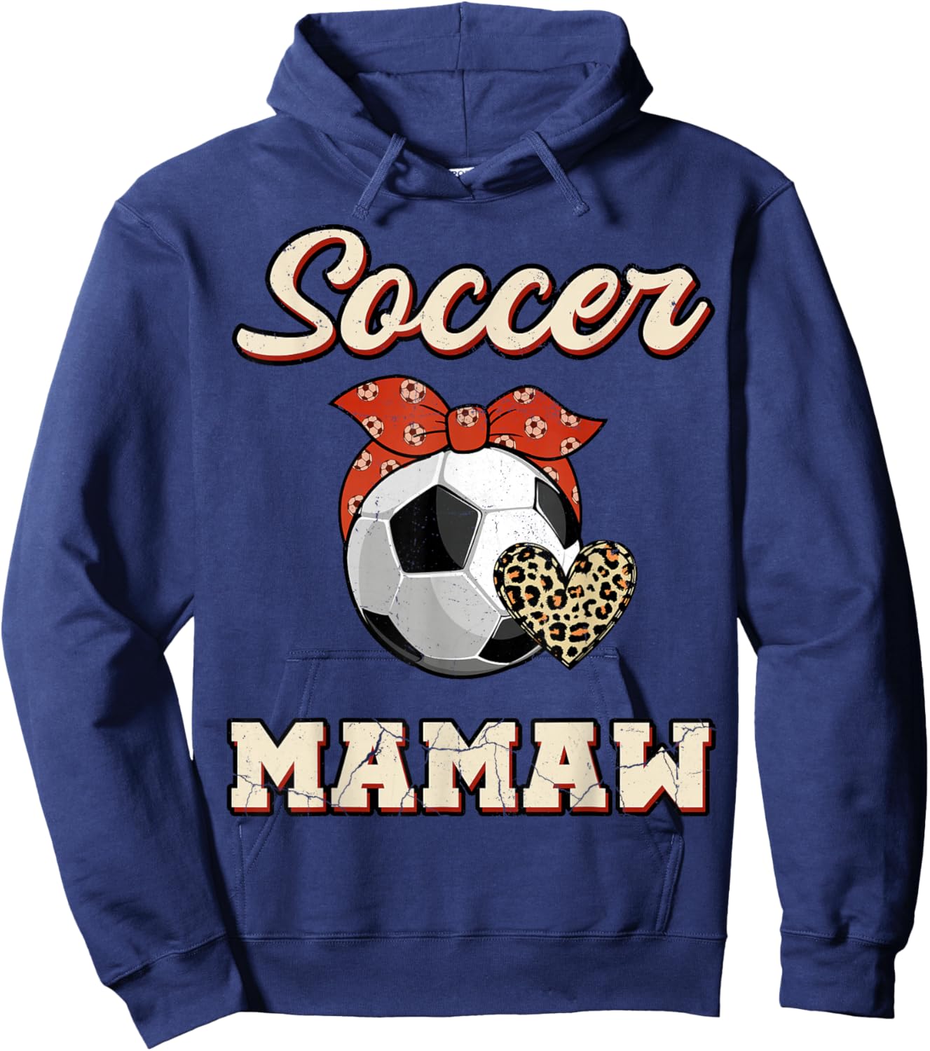 Soccer Mamaw Bandana Leopard Heart Fans Mother's Day Hoodie - Hoodie | Navy