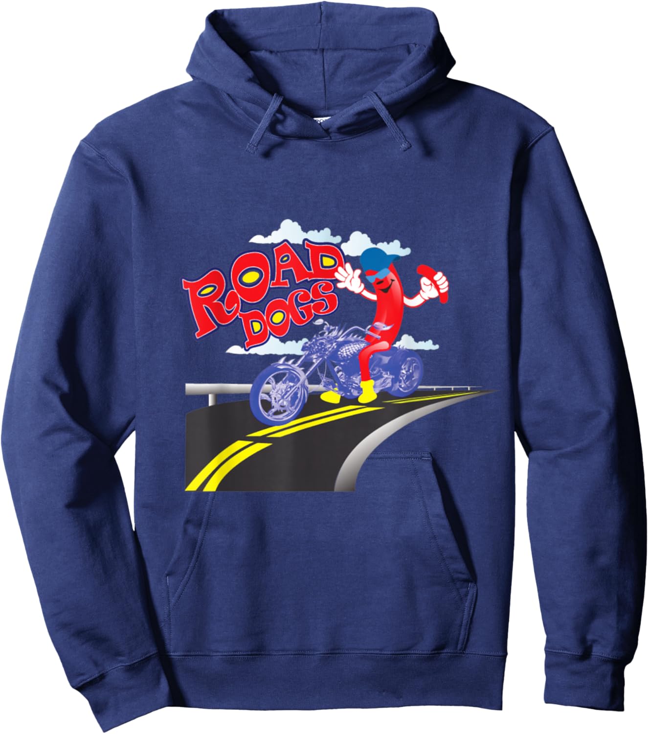 Funny Motorcycle Hot Dog Road Dogs Food Truck Hot Dog Cart Hoodie - Hoodie | Navy
