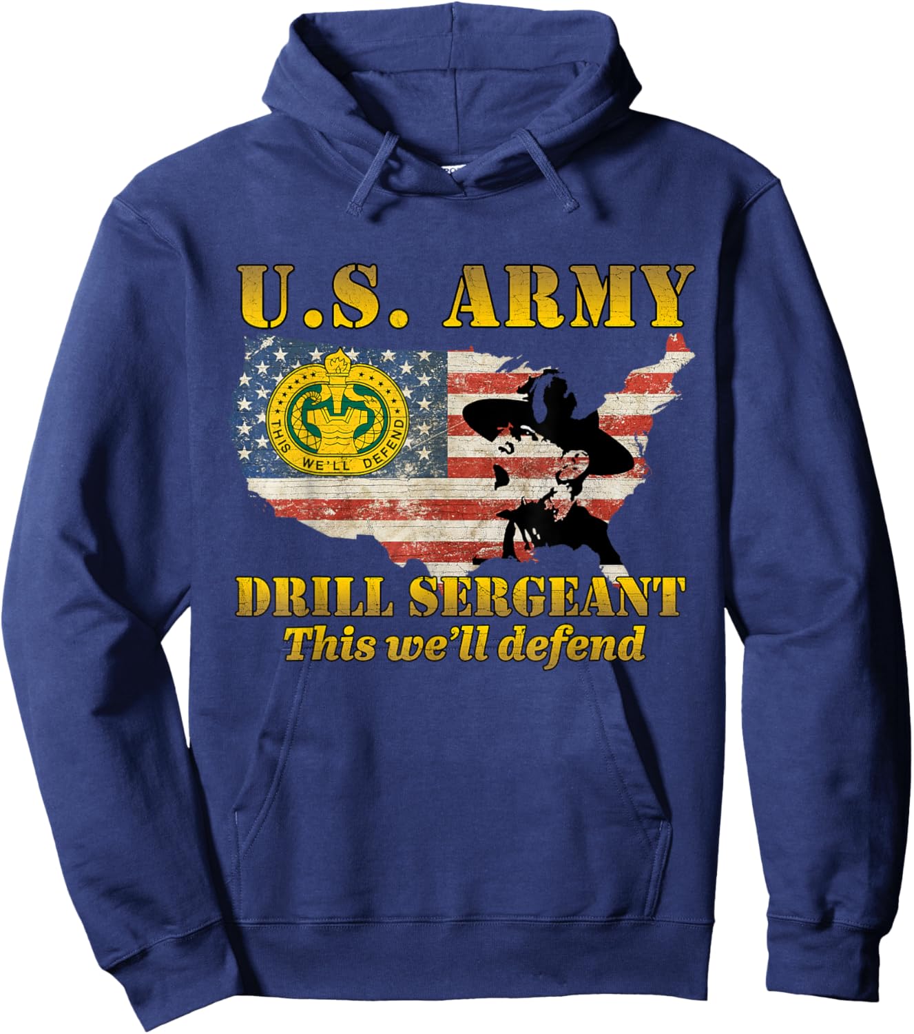 Us Army Drill Sergeant Military Drill American Flag Gifts Men Hoodie - Hoodie | Navy