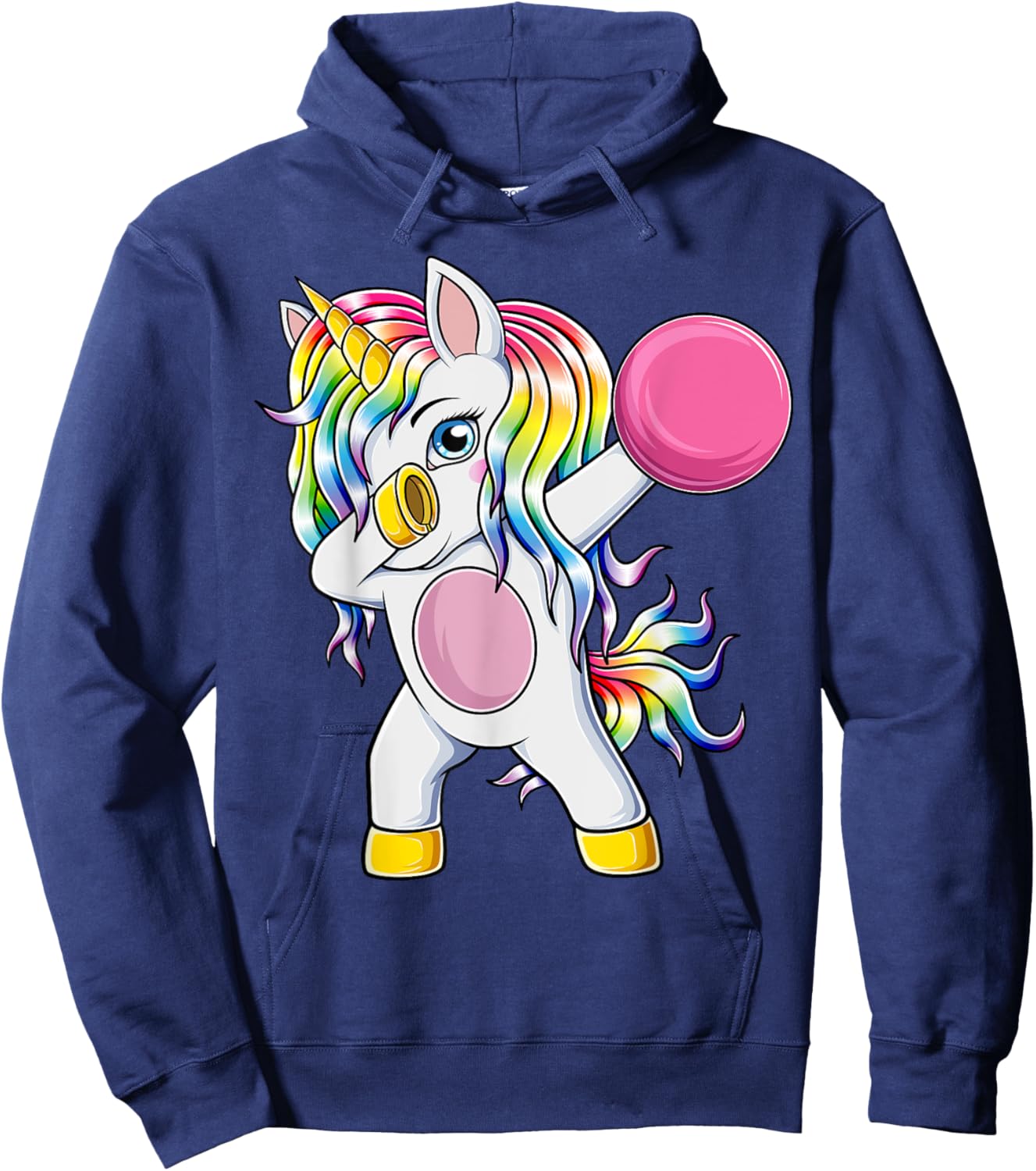 Cute Bowling Unicorn Dab Dance Dabbing Bowler Girls Kids Hoodie - Hoodie | Navy