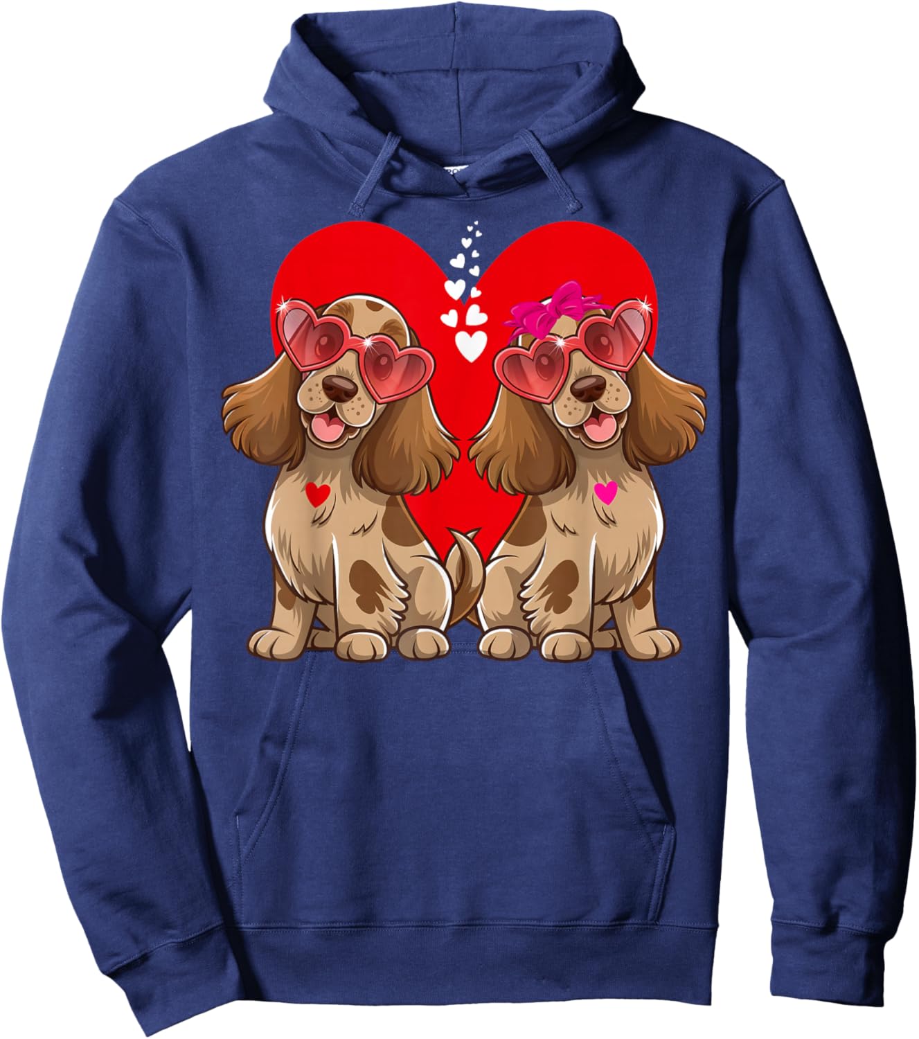 Cocker Spaniel Dog Matching Couple Heart Valentine's Day Hoodie - Hoodie | Navy