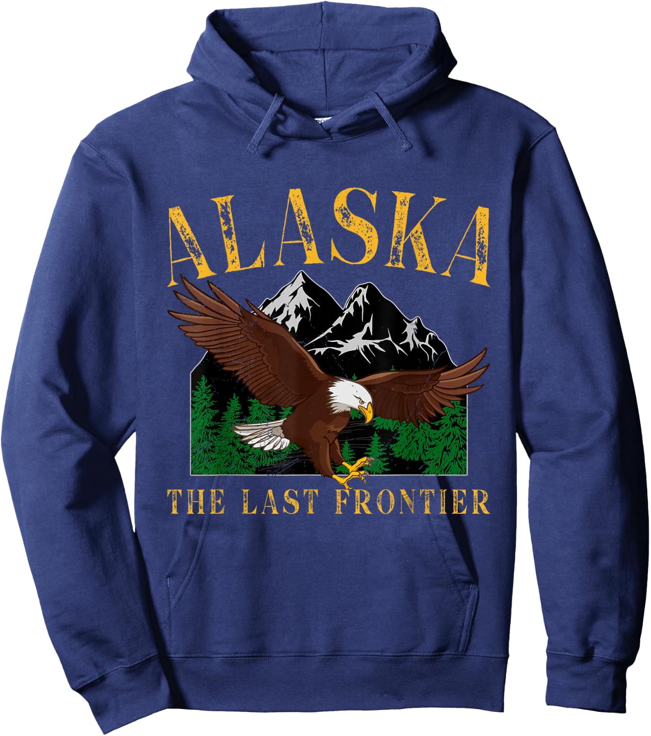 Vintage Alaska Mountain The Last Frontier Eagle Alaska Lover Hoodie - Hoodie | Navy