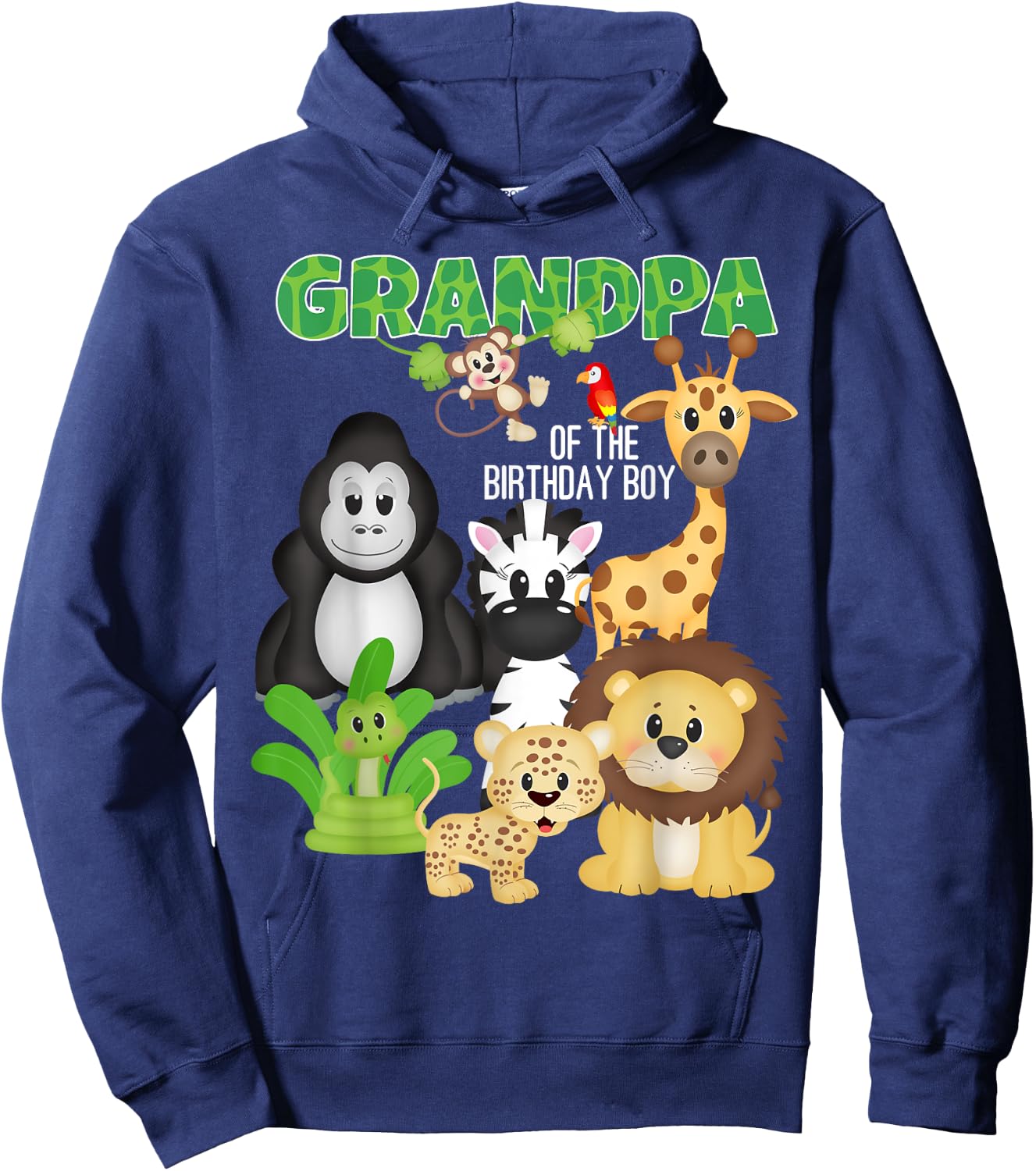 Grandpa Of The Birthday Boy Jungle Safari Zoo Theme Party Hoodie - Hoodie | Navy