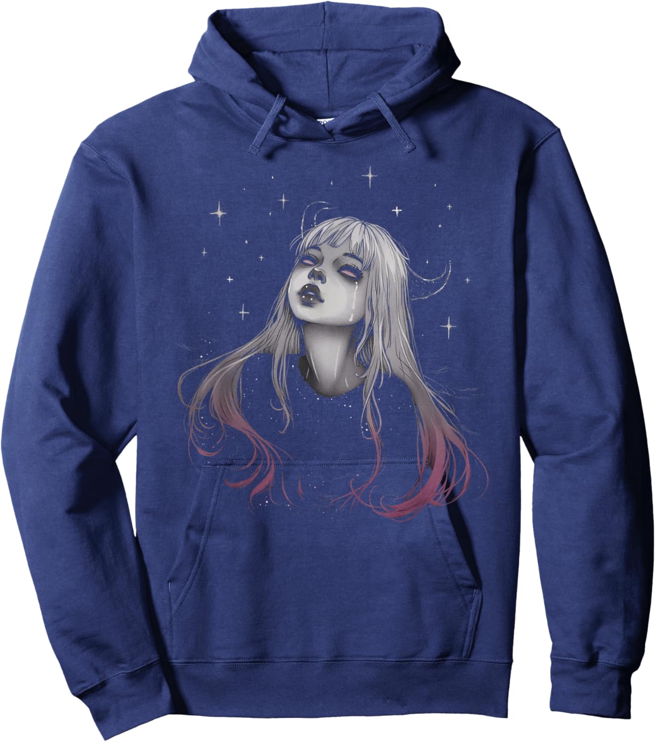 Sad Girl Demon Stars Pastel Goth Alt Pink Crying Aesthetic Hoodie - Hoodie | Navy