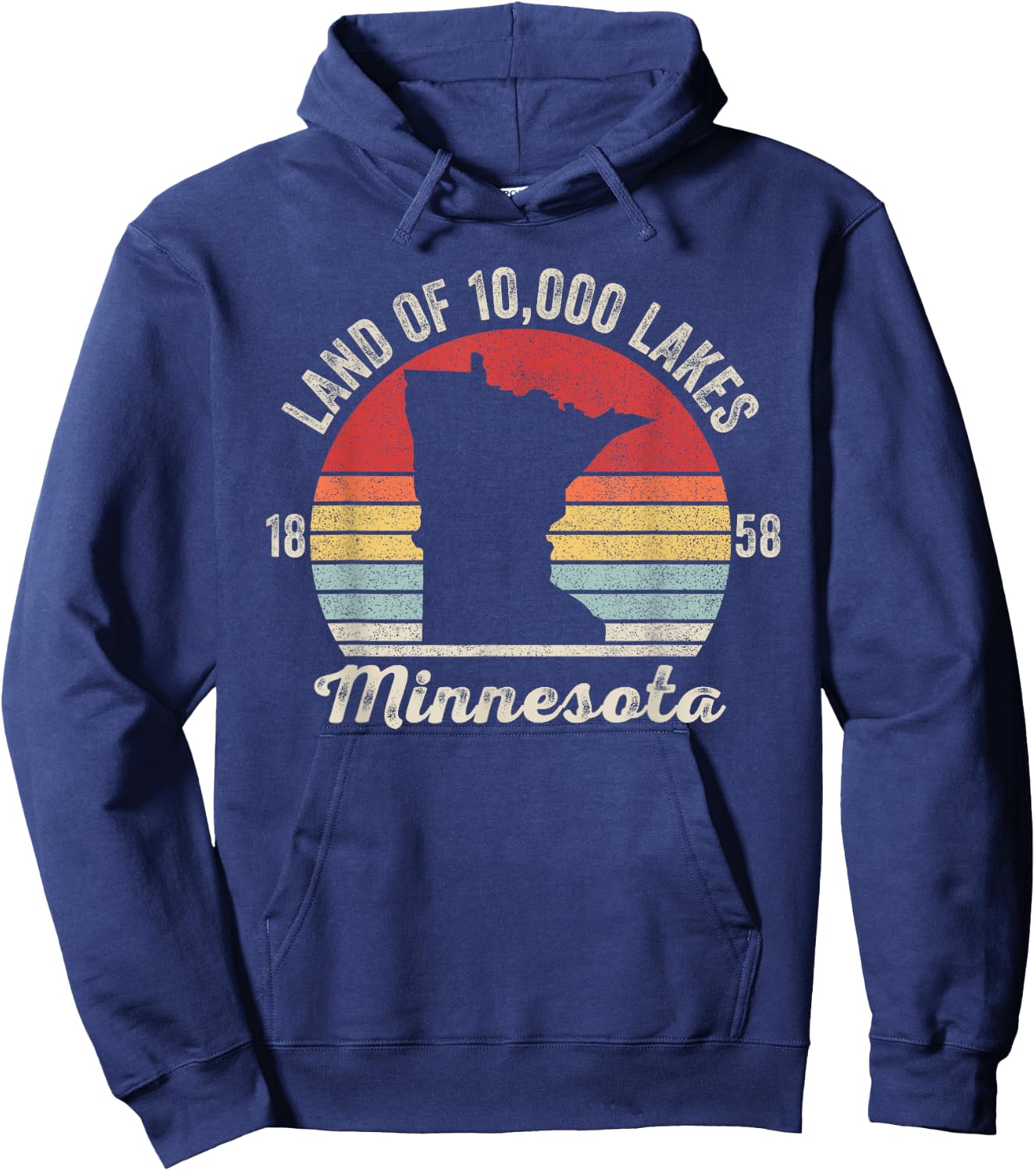 Catch Some Rays Vintage Retro Land of 10,000 Lakes 1858 Minnesota Hoodie - Hoodie | Navy