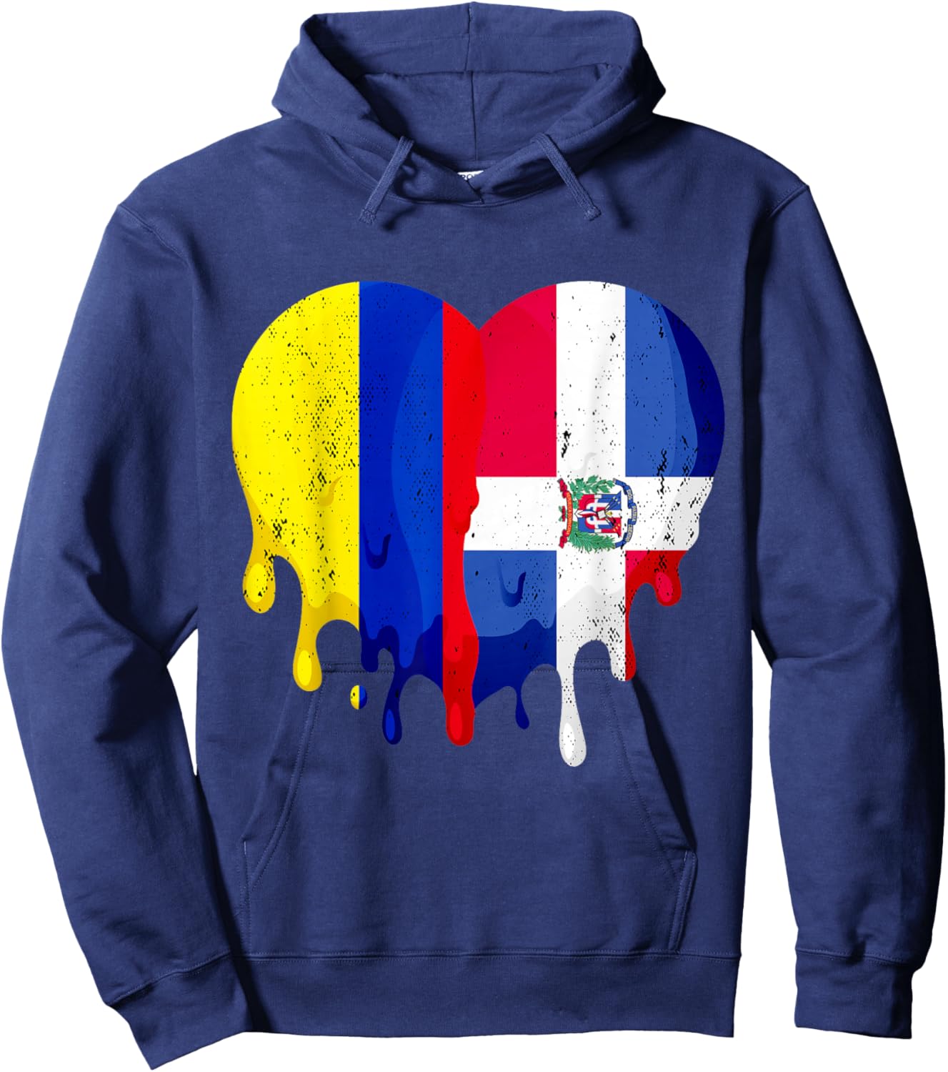 Colombia Dominican Republic Flag Heart Citizen Patriot Hoodie - Hoodie | Navy