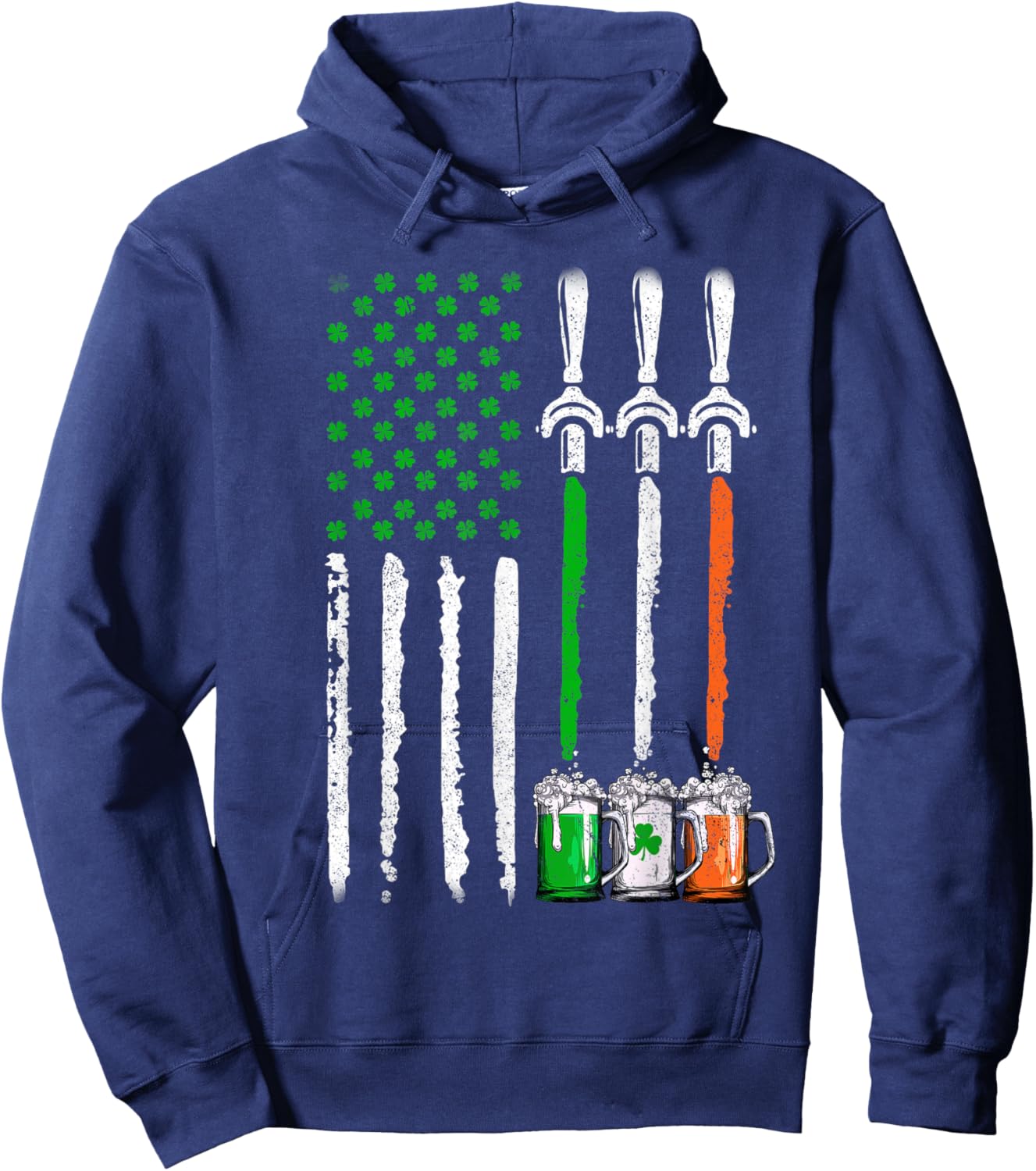 Irish Beer Ireland American Flag St Patricks Day Men Women Hoodie - Hoodie | Navy