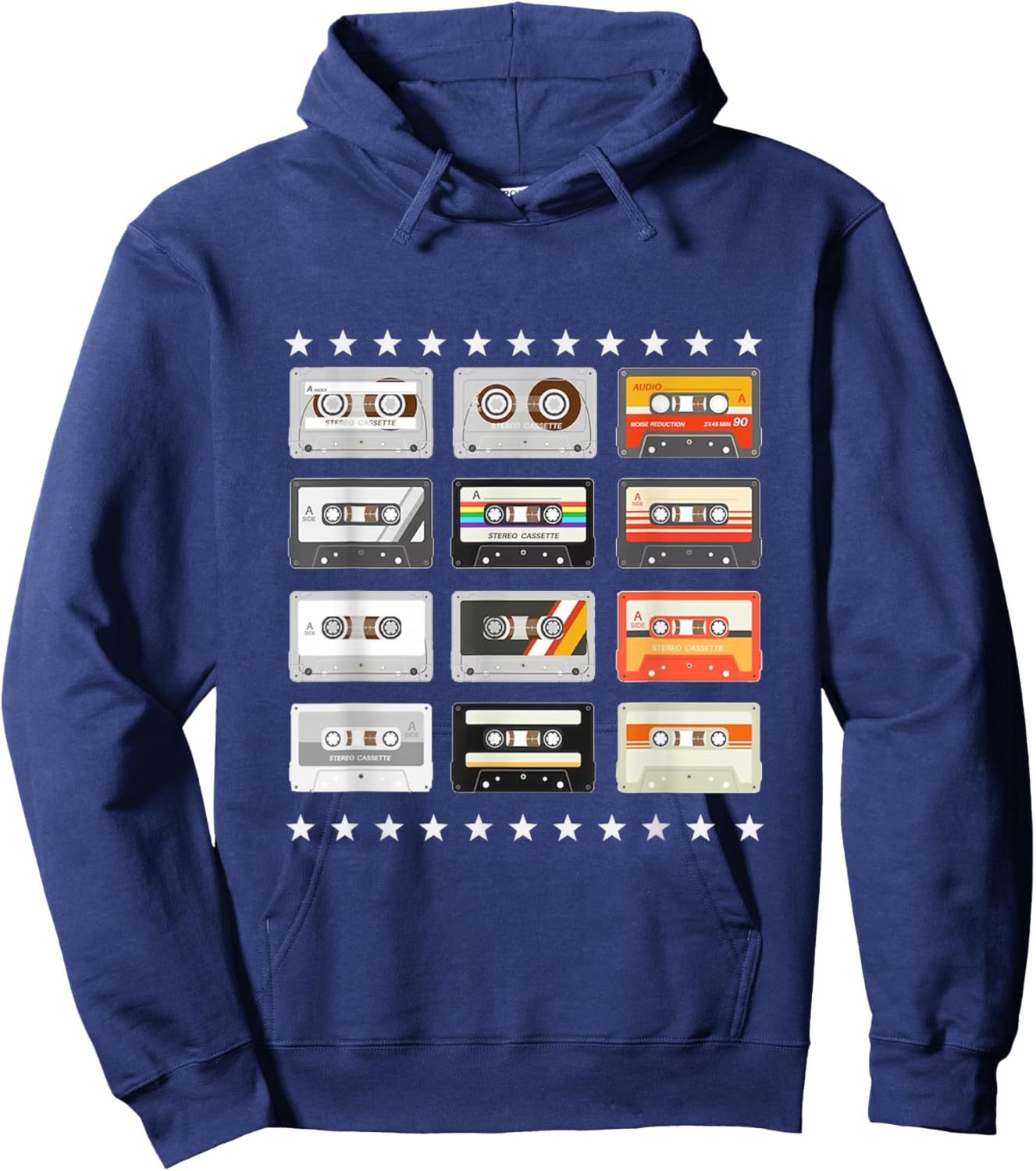 Vintage Cassette tapes Collection 80's 90's Music Mixtape Hoodie - Hoodie | Navy