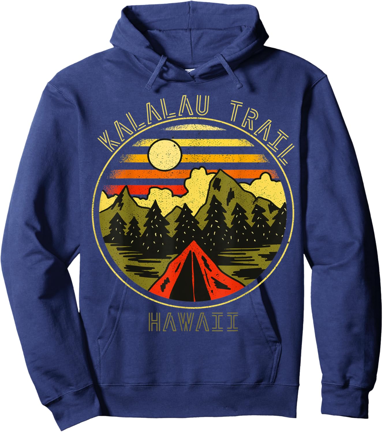 Camping Kalalau Trail Hawaii Nature Hiking Bonfire Hoodie - Hoodie | Navy
