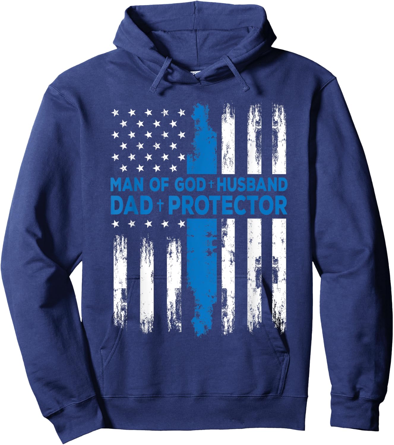 Jesus God Religious Man of God Husband Dad Protector Hoodie - Hoodie | Navy