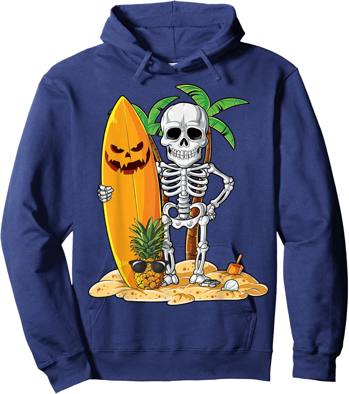 Skeleton Surfing Halloween Hawaii Hawaiian Men Women Surfer Hoodie - Hoodie | Navy