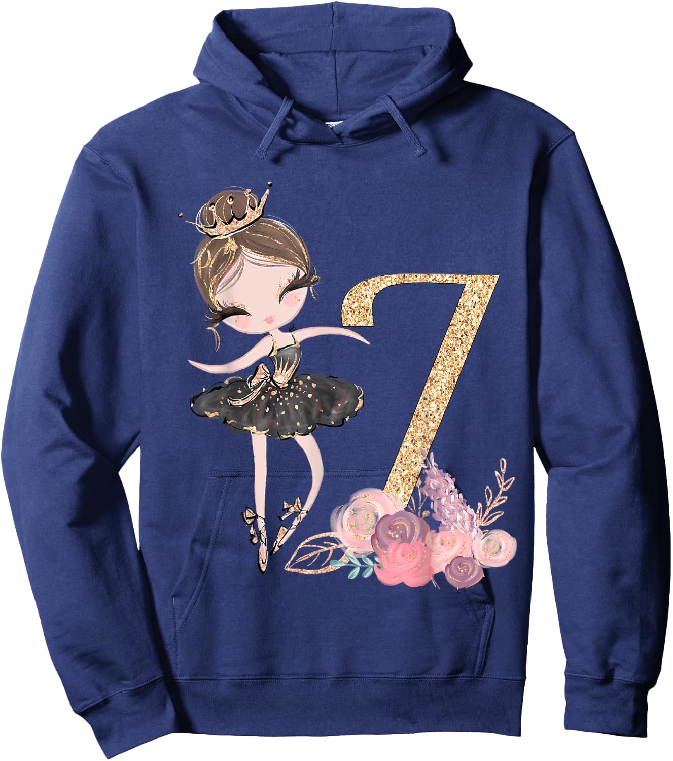 7th Birthday Ballerina Dance School Ballet Tutu Girls Seven Hoodie - Hoodie | Navy