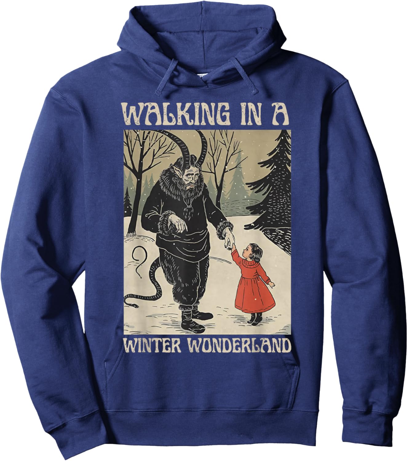 Krampus Walking in A Winter Wonderland Hoodie - Hoodie | Navy