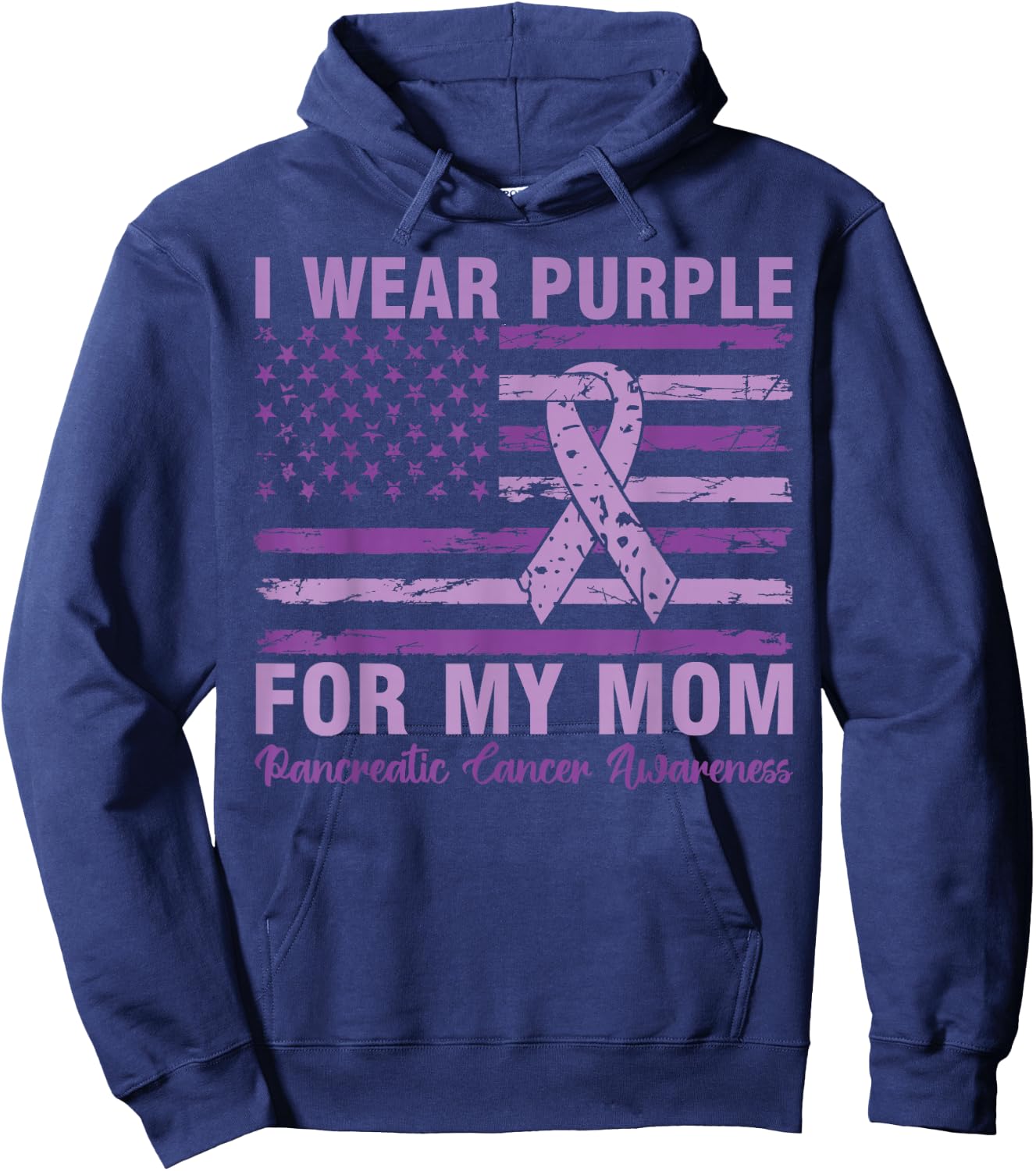 Pancreatic Cancer Awareness I Wear Purple For My Mom Hoodie - Hoodie | Navy