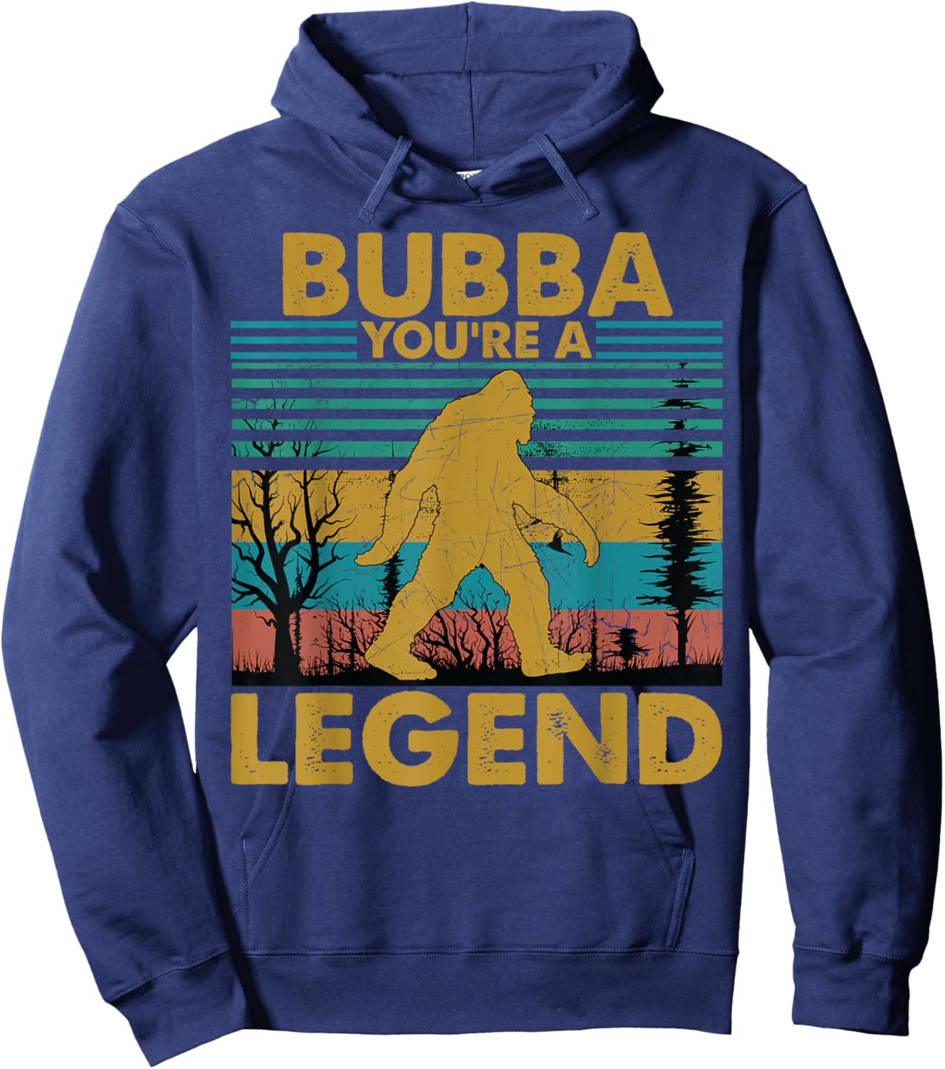 Bubba You're A Legend Retro Vintage Bigfoot Grandpa Hoodie - Hoodie | Navy