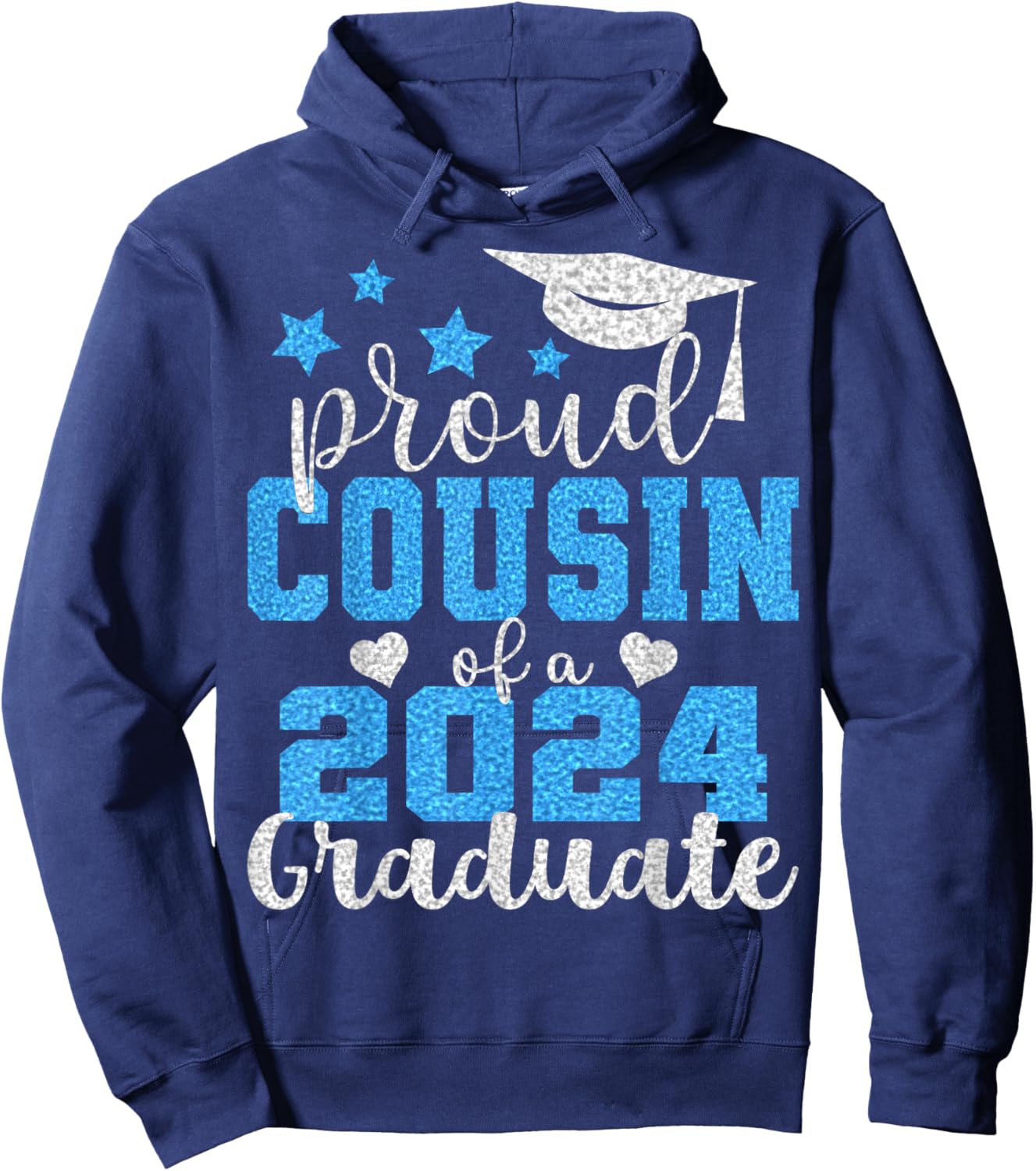 Super Proud Cousin of 2024 Graduate Awesome Family College Hoodie - Hoodie | Navy