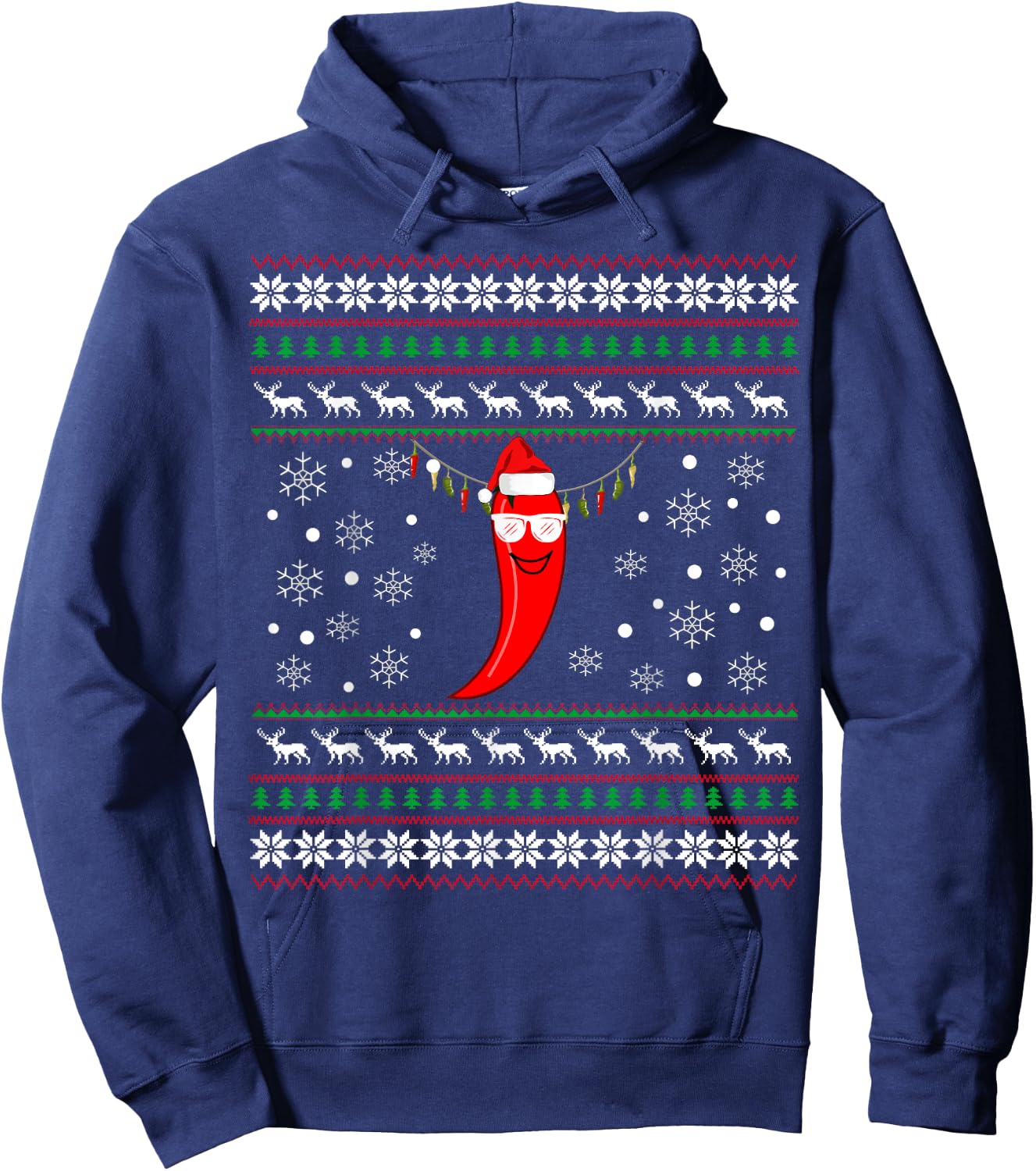 Pepper Chili Christmas Shirt- Chili Ugly Xmas Gift Hoodie - Hoodie | Navy