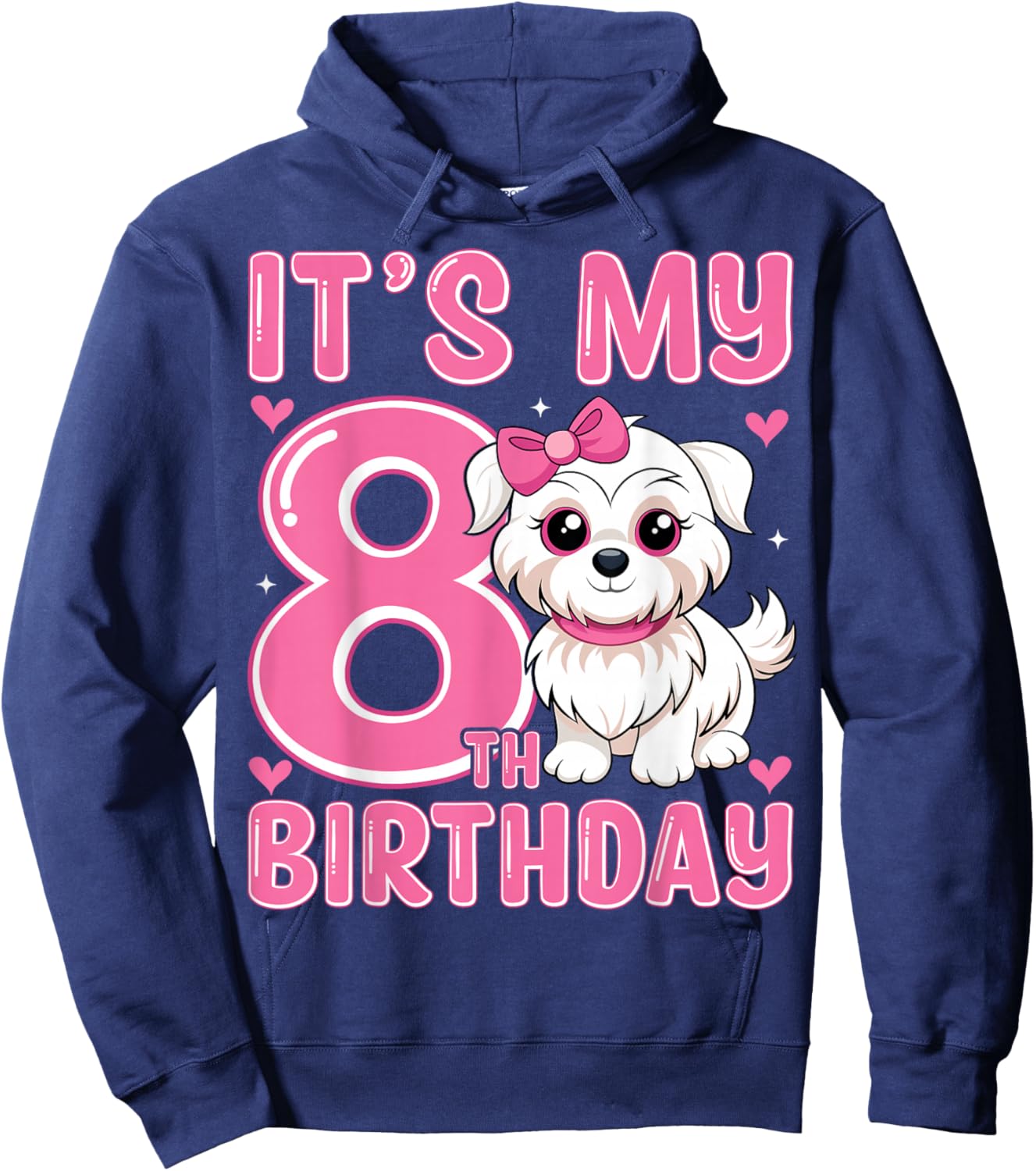 It's My 8th Birthday Cute Puppy Dog Kids 8 Years Old Hoodie - Hoodie | Navy