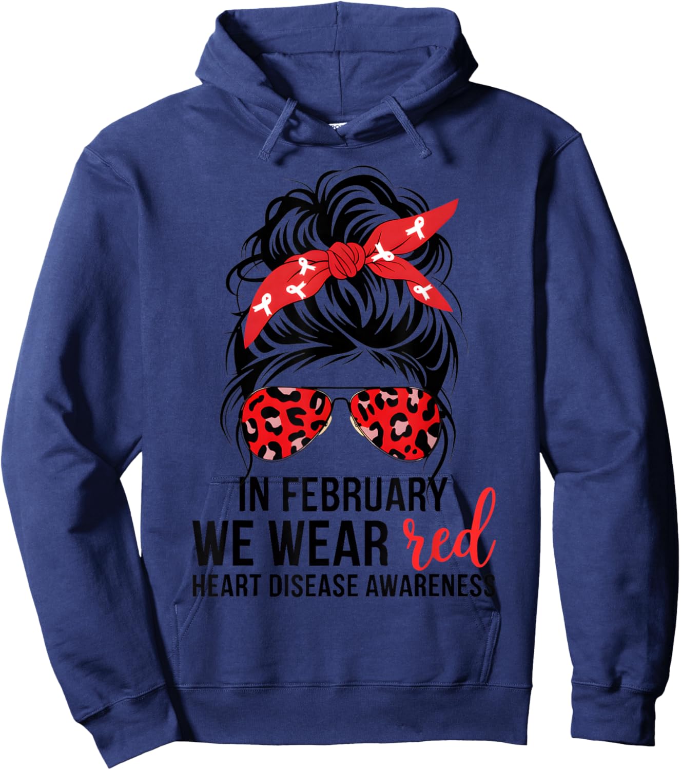 In February We Wear Red CHD Heart Disease Awareness Women Hoodie - Hoodie | Navy