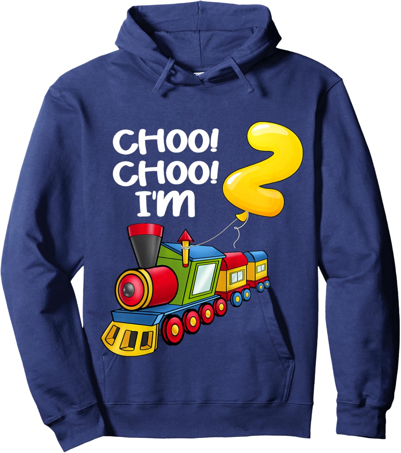 Kids Choo Choo I'm 2 Years Old Locomotive Boys Train 2nd Birthday Hoodie - Hoodie | Navy