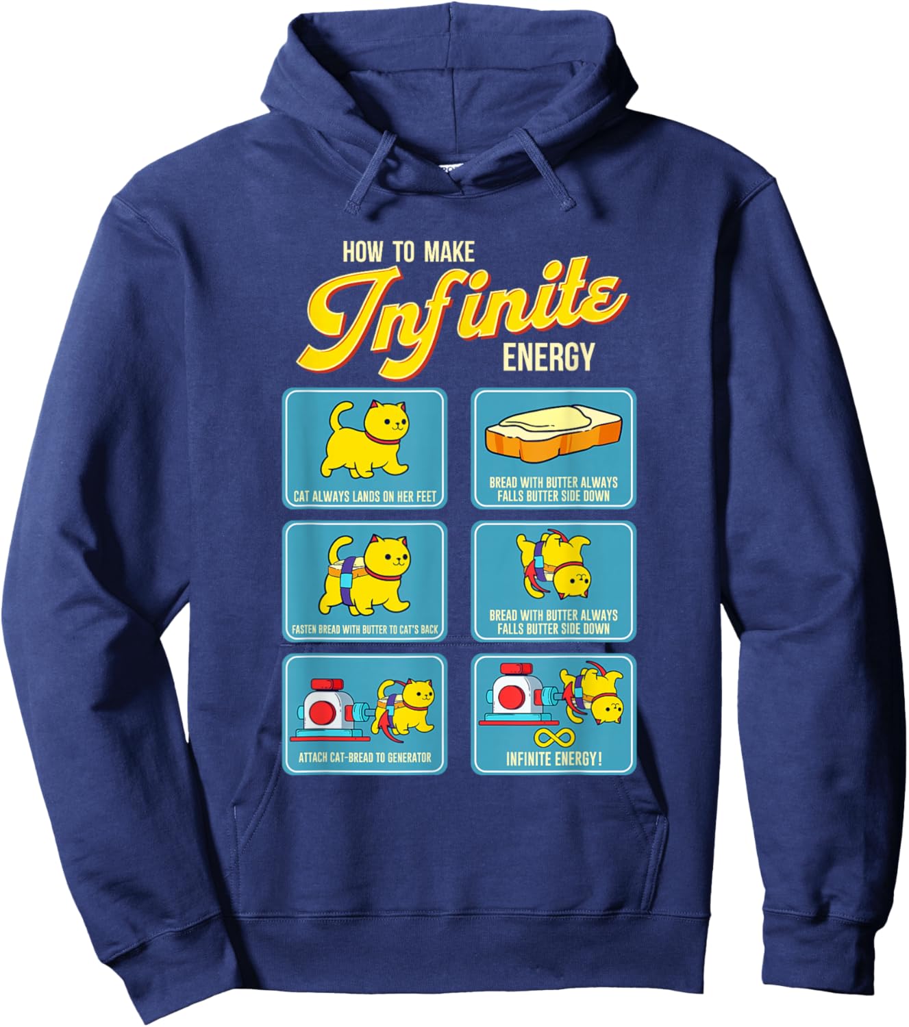 Funny Math Infinite Energy Cat And Mechanical Engineering Hoodie - Hoodie | Navy